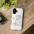 iPhone 17 Floral Outline Impact-Resistant Phone Case — Elegant Black Line Rose Design