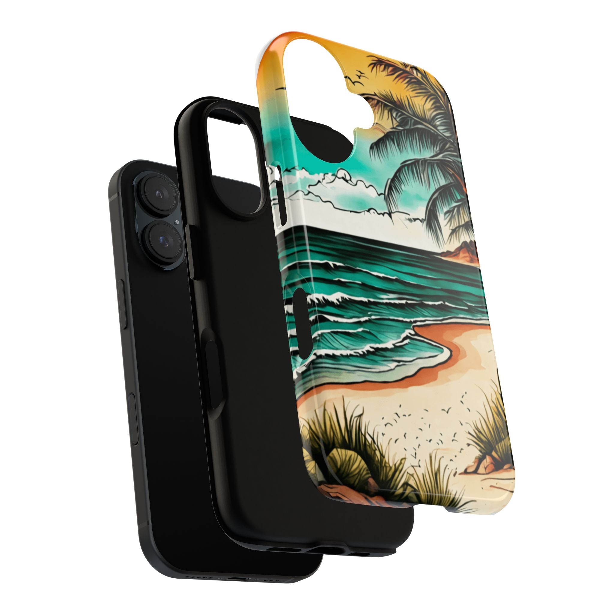 iPhone 16 Beach Sunset Phone Case — Tropical Palm Shore Protective iPhone Cover