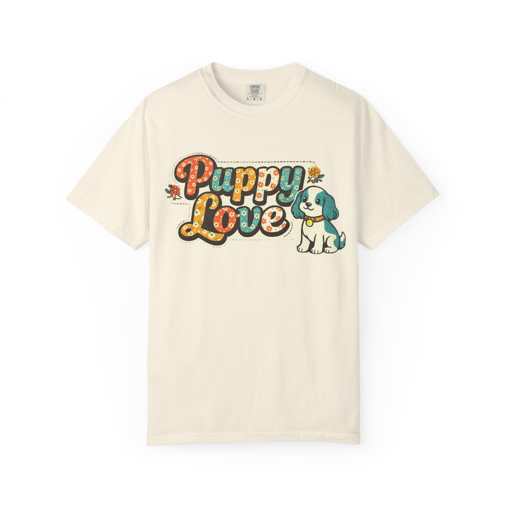 Faux Puppy Love T-Shirt — Retro Faux  Floral Dog Graphic Tee