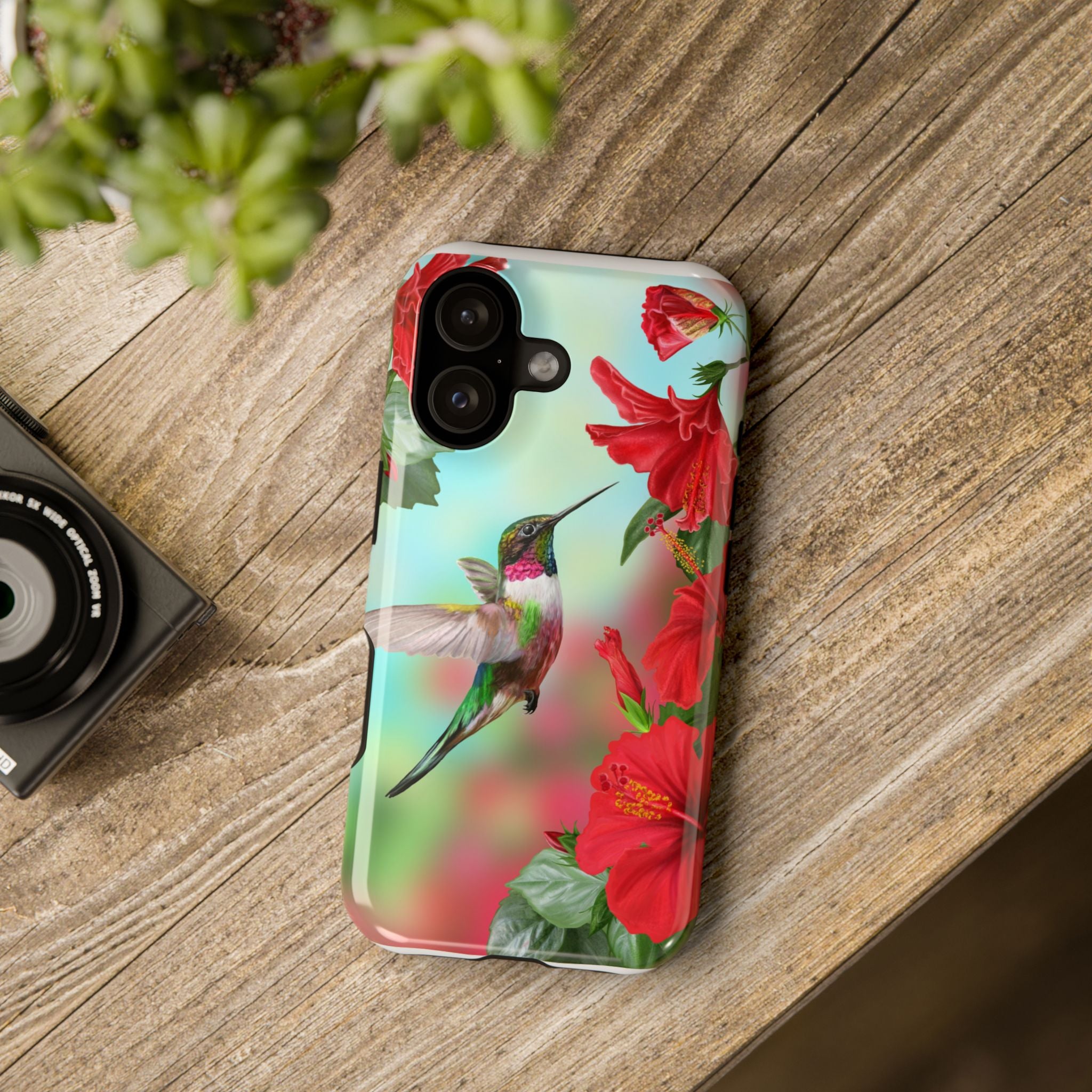 iPhone 17 Hummingbird & Hibiscus Impact-Resistant Phone Case