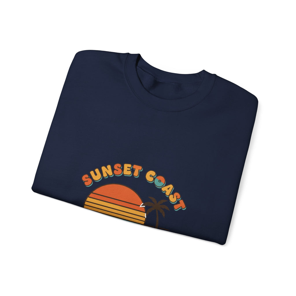 Sunset Coast Camper Crewneck Sweatshirt | 70s Sunset, Retro Surf Graphic