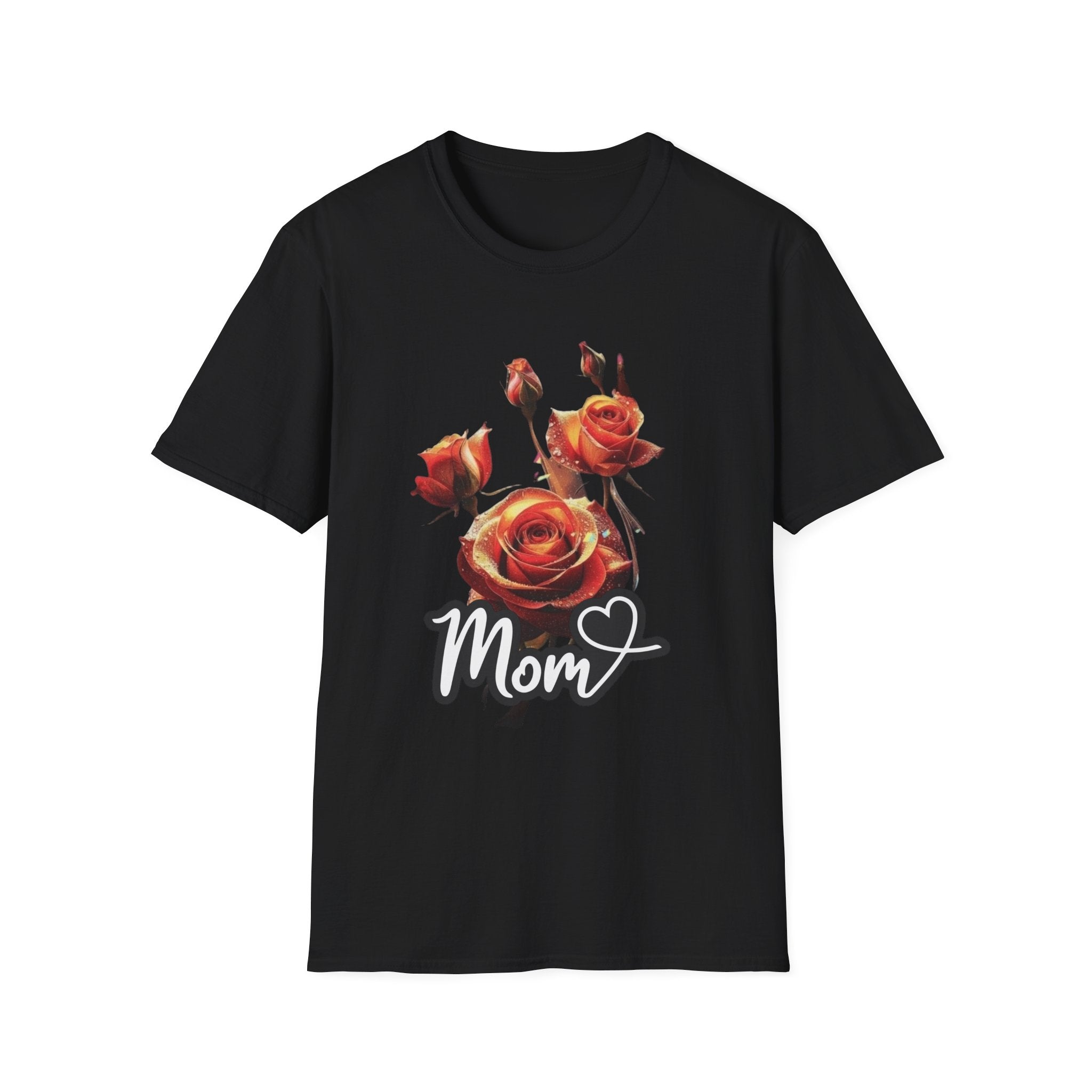 Mom Floral Rose T‑Shirt – Heart Script Mother’s Day Tee