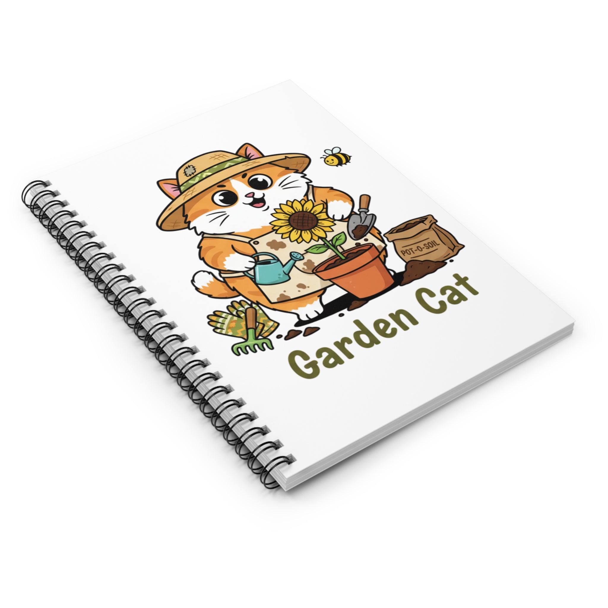 Garden Cat Spiral Notebook — Cute Gardening Cat Journal (Ruled)