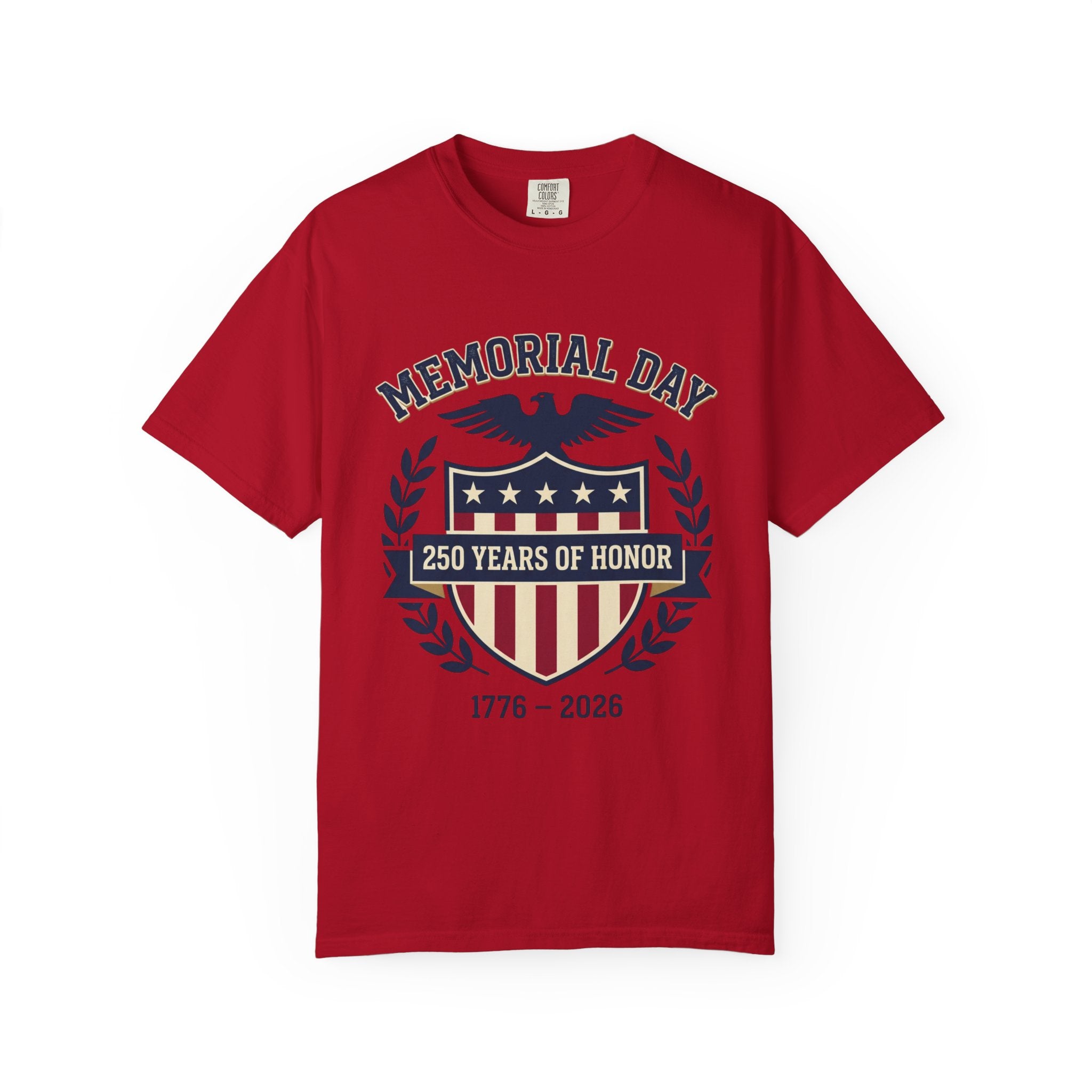 Memorial Day Shield T-Shirt — "250 Years of Honor 1776–2026" Patriotic Tee