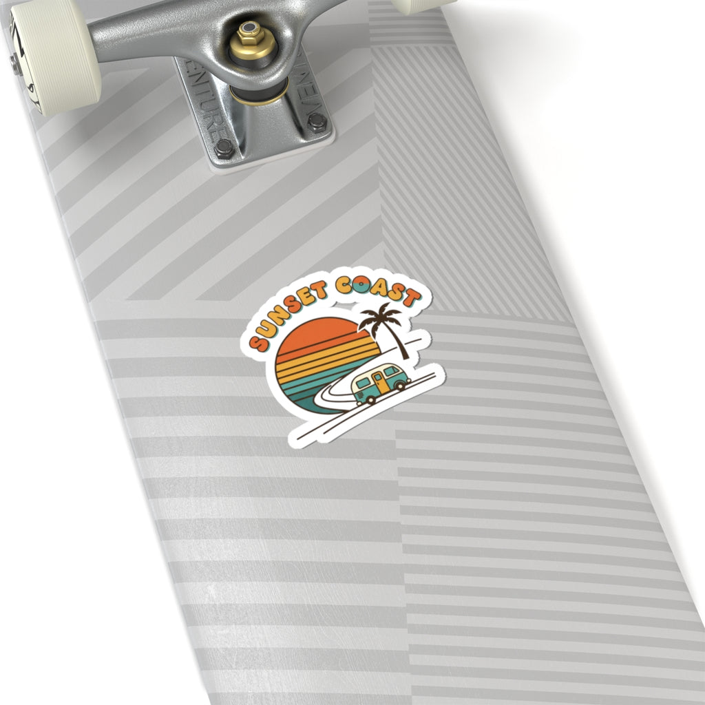 Sunset Coast Retro Surf Sticker | 70s Sunset, Vintage Palm Decal
