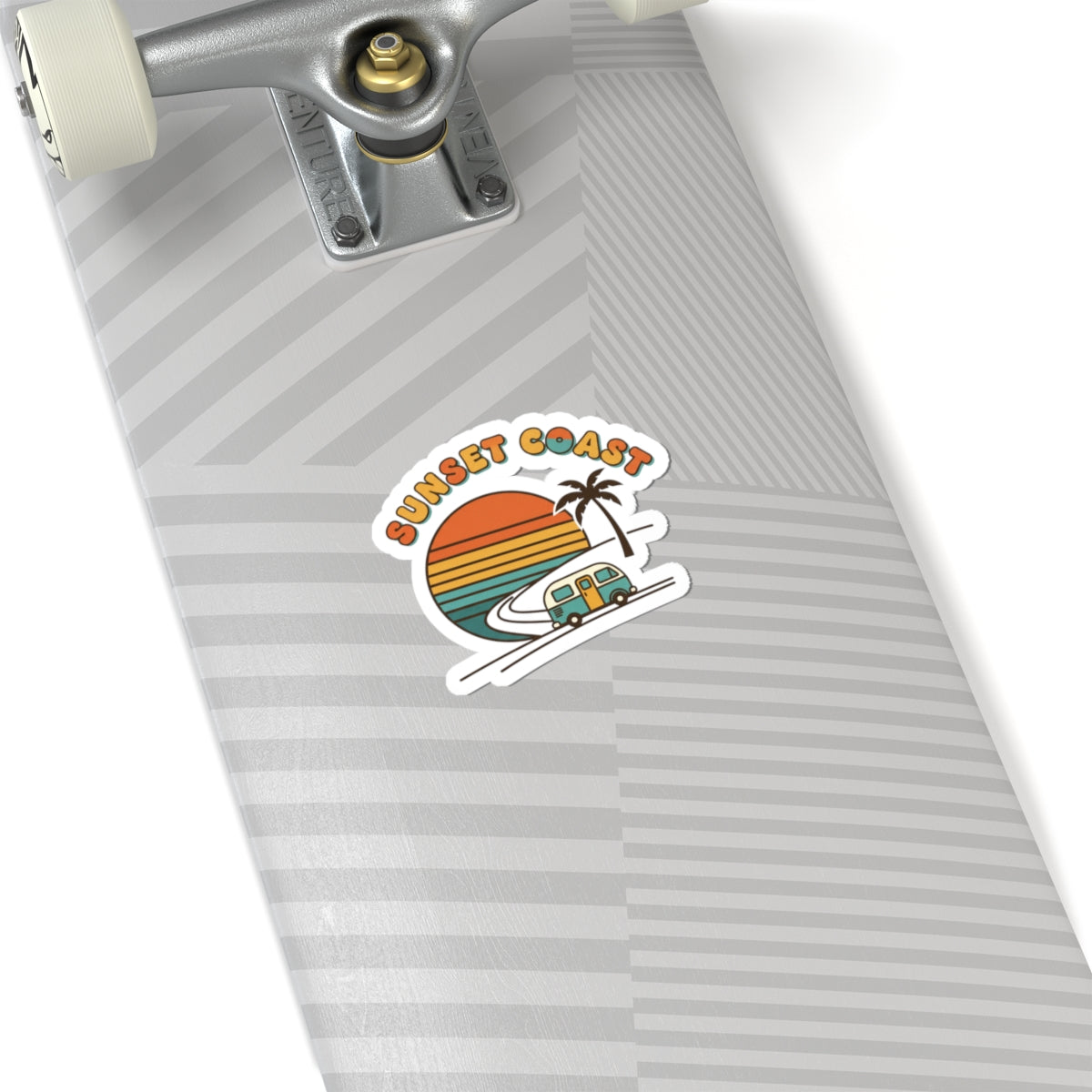 Sunset Coast Retro Surf Sticker | 70s Sunset, Vintage Palm Decal
