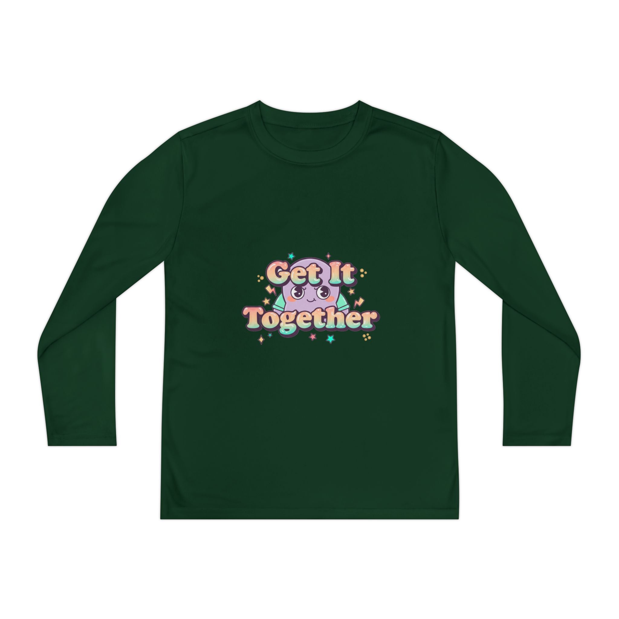 Get It Together Youth Long Sleeve Tee — Colorful Retro Motivation Shirt
