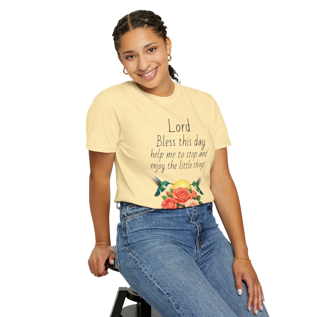 Christian Floral T‑Shirt — “Lord Bless This Day” Inspirational Prayer Tee