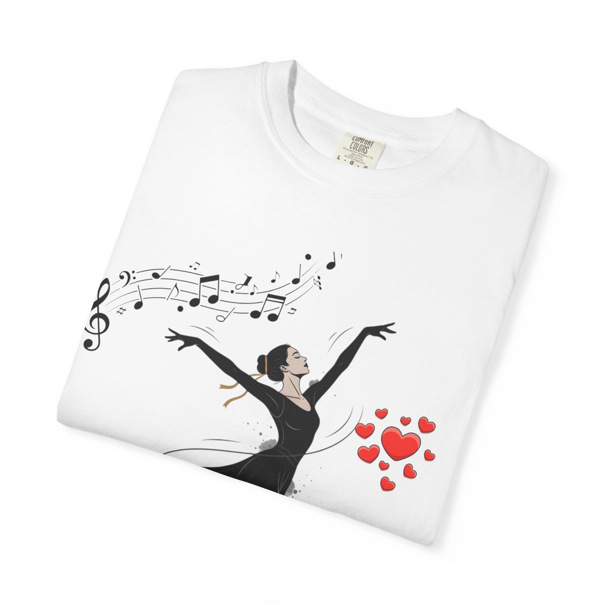 Ballet Dancer Tee with Musical Notes & Hearts