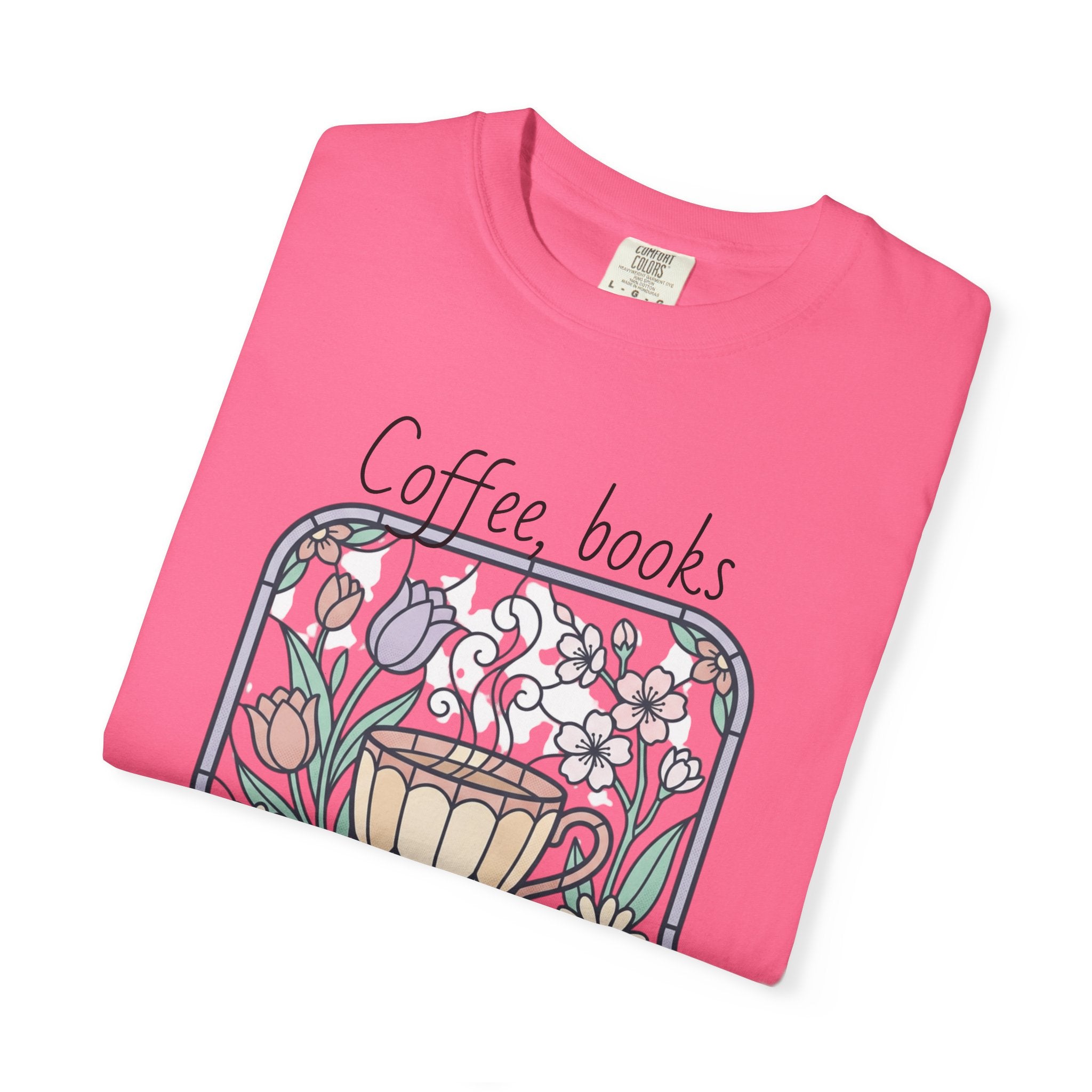 Coffee & Books Morning T-Shirt — Pastel Quiet Mornings Tee