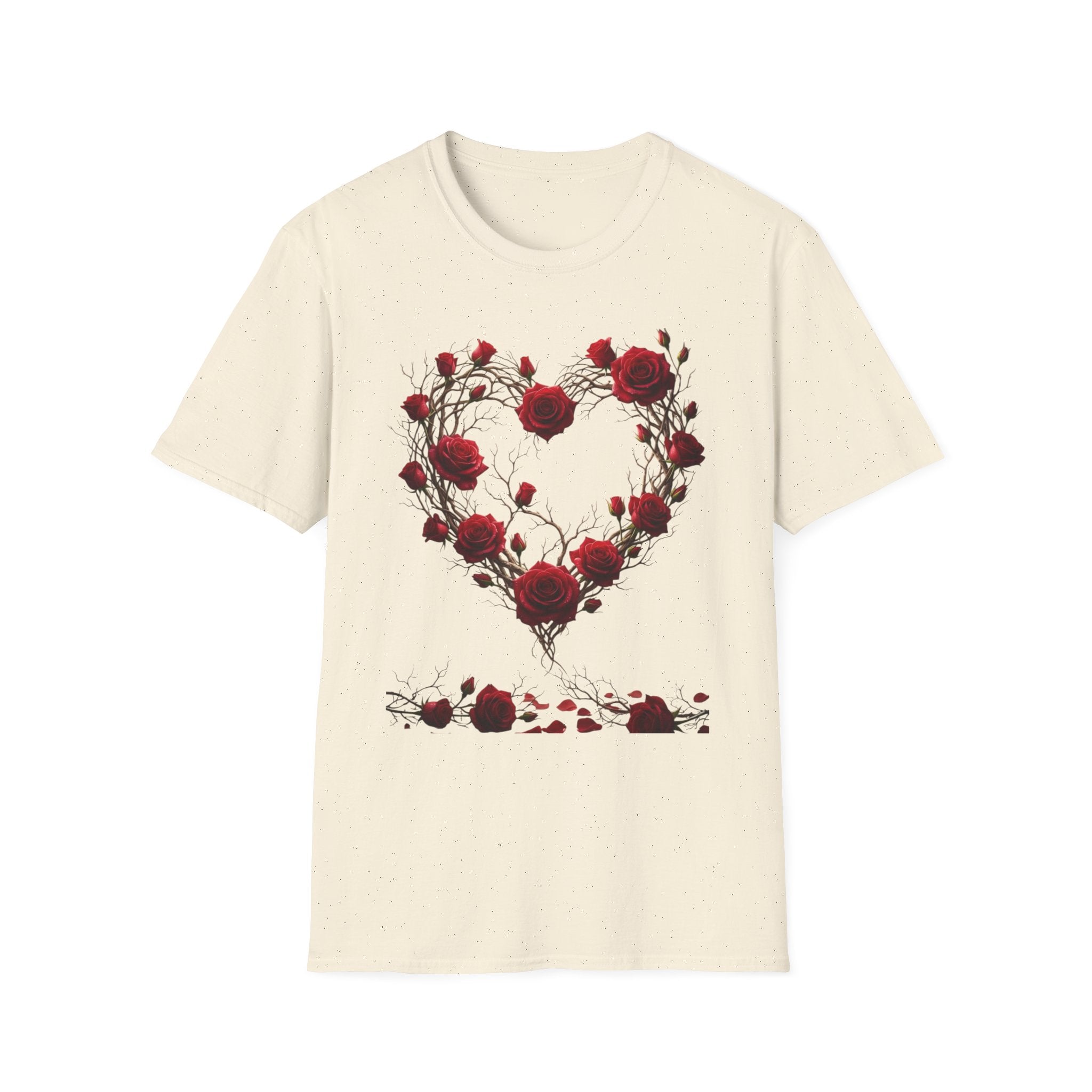 Rose Vine Heart T-Shirt — Heart of Vines with Red Roses