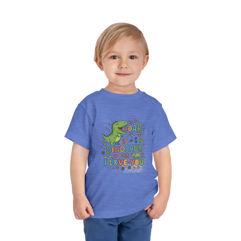 Toddler Tee — "Roar is Dinosaur for I Love You" Cute Dino Kids Shirt