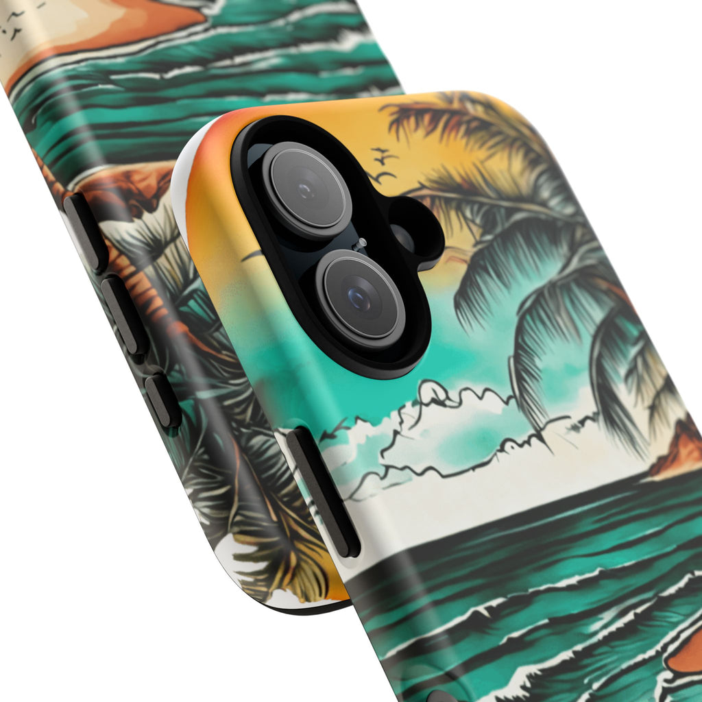 iPhone 16 Beach Sunset Phone Case — Tropical Palm Shore Protective iPhone Cover