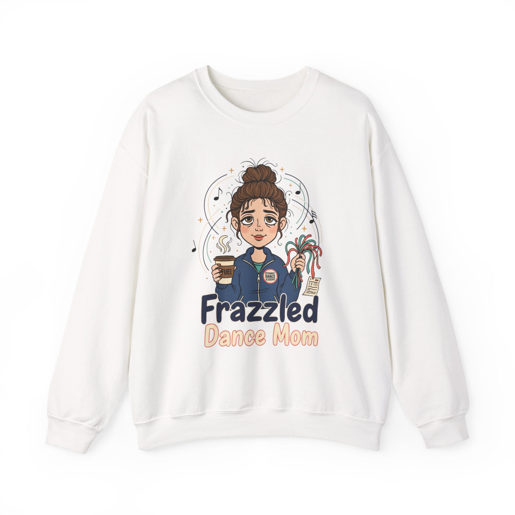 Frazzled Dance Mom Crewneck Sweatshirt – Funny Mom Gift, Coffee & Dance Mom Graphic Pullover