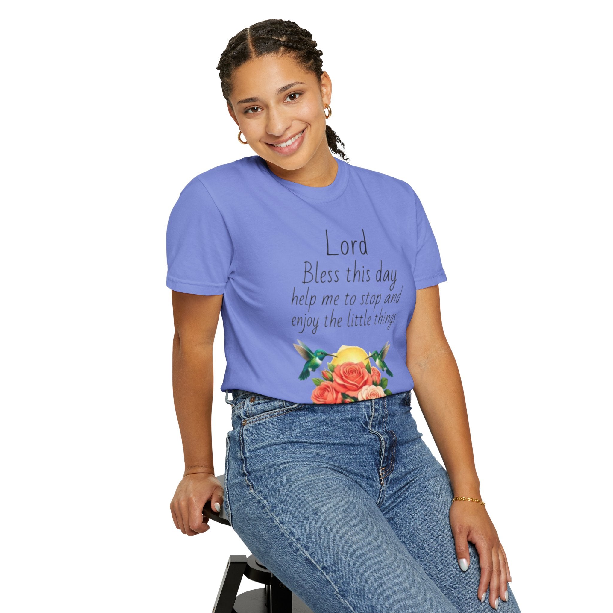 Christian Floral T‑Shirt — “Lord Bless This Day” Inspirational Prayer Tee