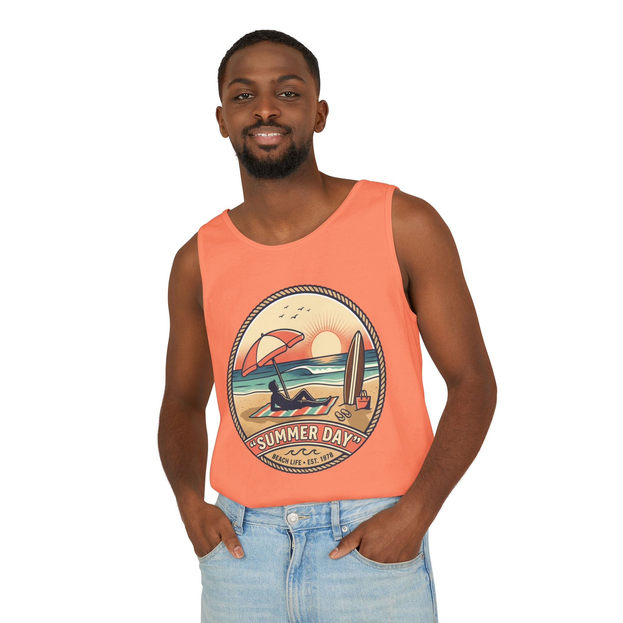 Summer Day Beach Tank Top — Retro Surf Paradise Design