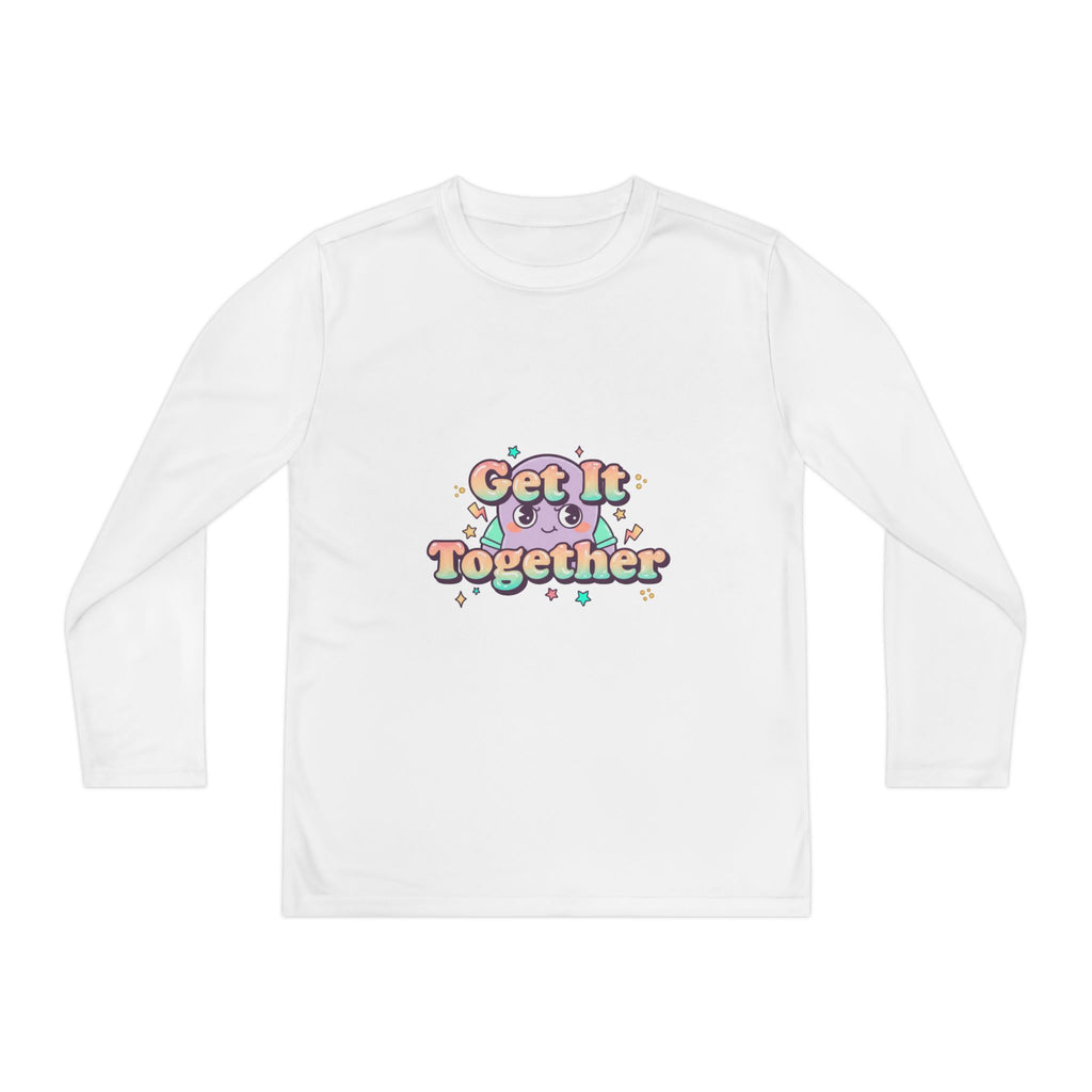 Get It Together Youth Long Sleeve Tee — Colorful Retro Motivation Shirt