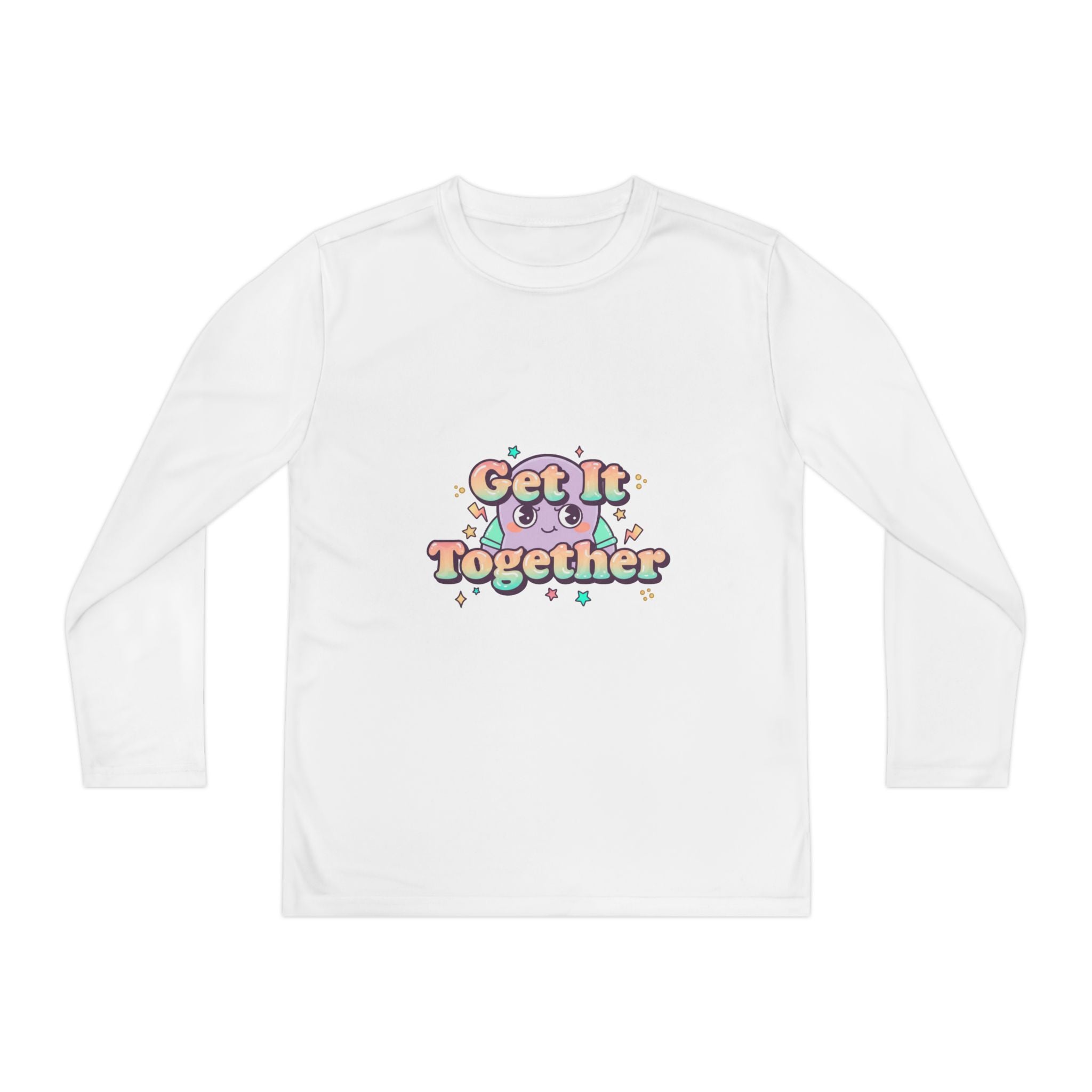 Get It Together Youth Long Sleeve Tee — Colorful Retro Motivation Shirt