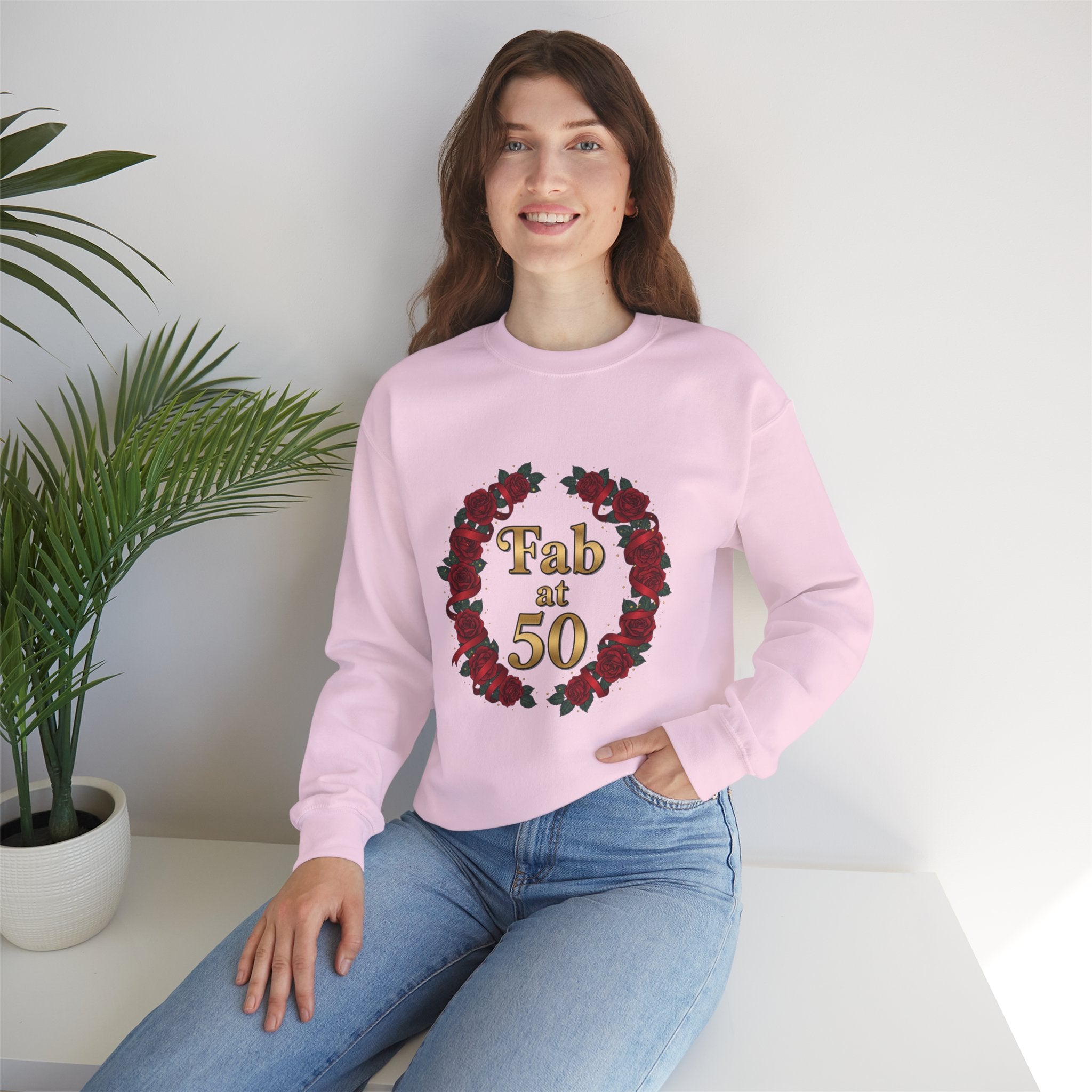 Fab at 50 Rose Wreath Crewneck Sweatshirt