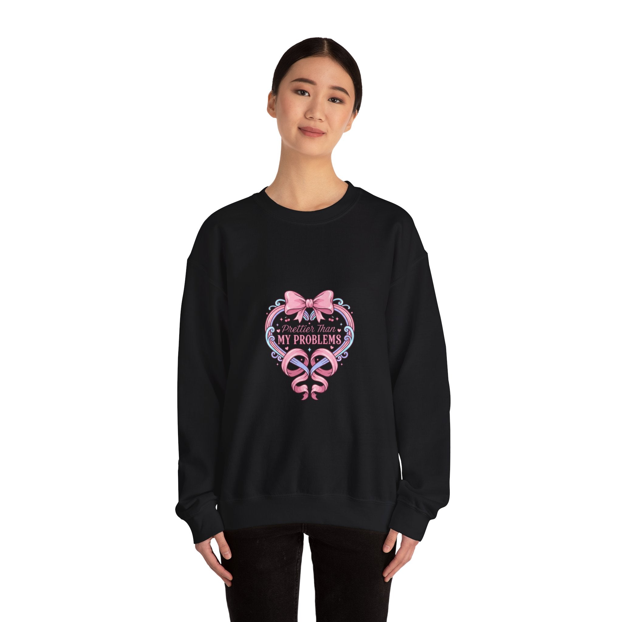 My Problems Heart Ribbon Sweatshirt | Coquette Ribbon Art, Pastel Humor