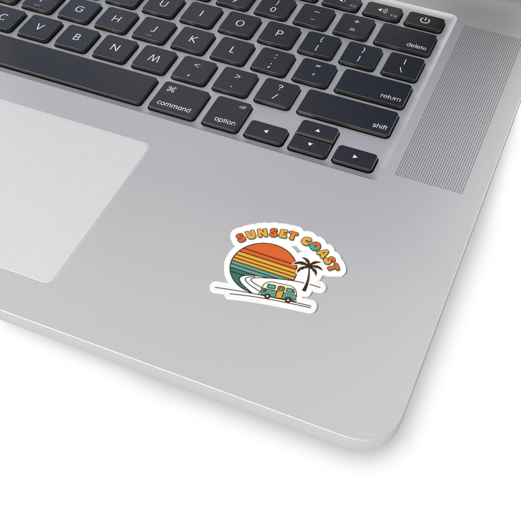 Sunset Coast Retro Surf Sticker | 70s Sunset, Vintage Palm Decal