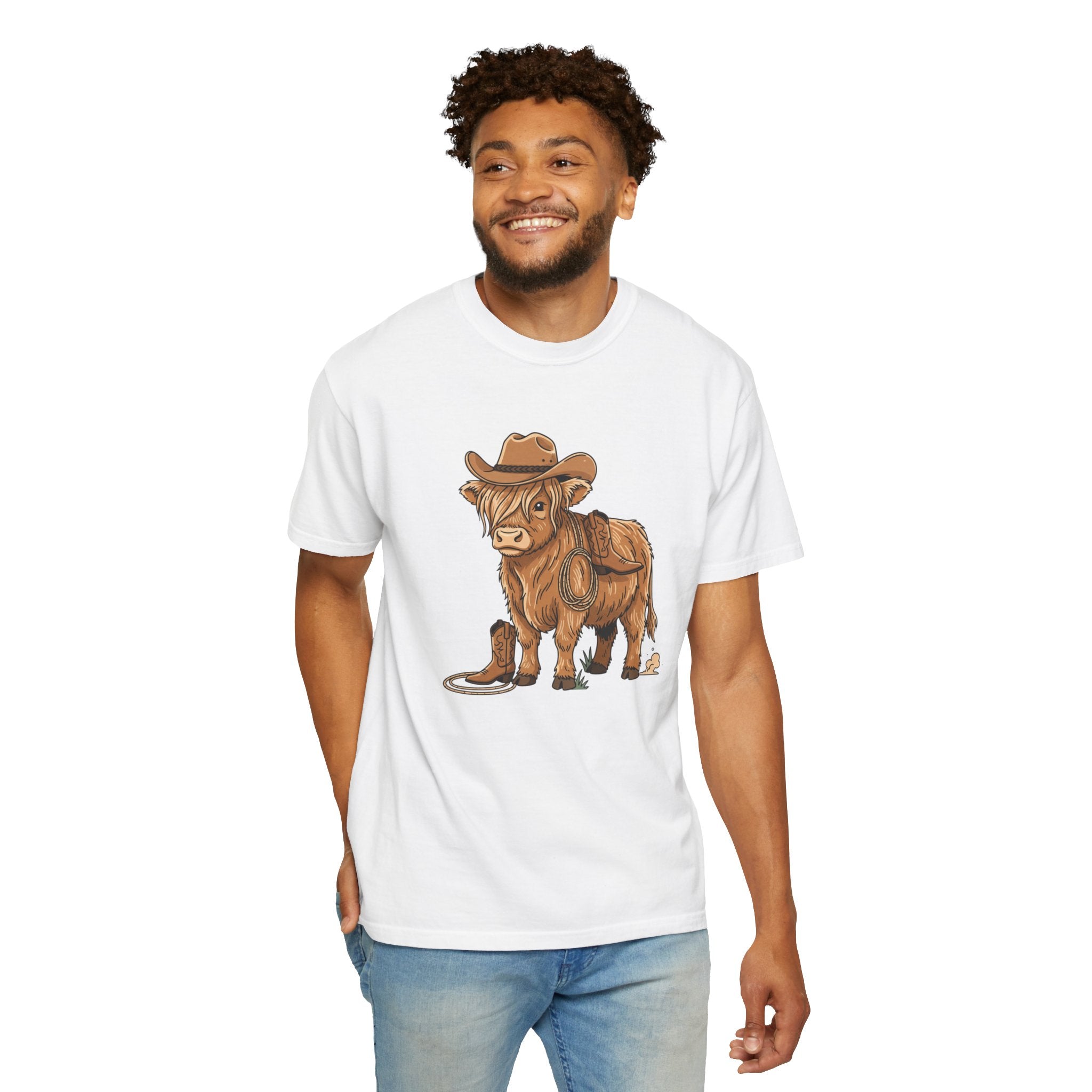 Cowboy Highland Cow T-Shirt — Cute Rodeo Cattle Graphic Tee