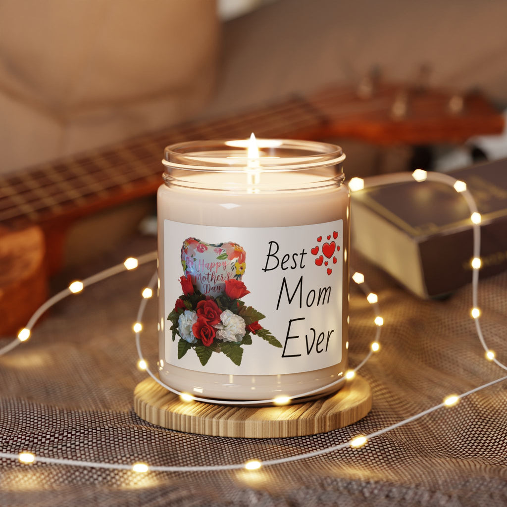Mother's Day Scented Soy Candle — 'Happy Mother's Day' with Hearts & Roses (9 oz)