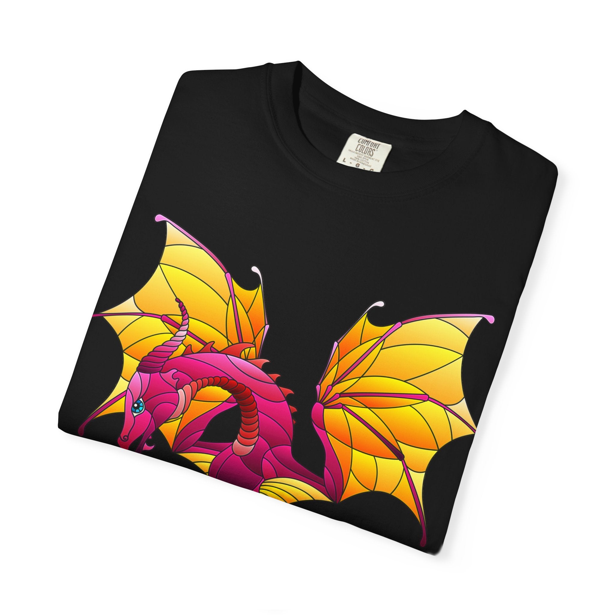 Dragon Graphic T-Shirt — Vibrant Pink & Gold Fantasy Tee