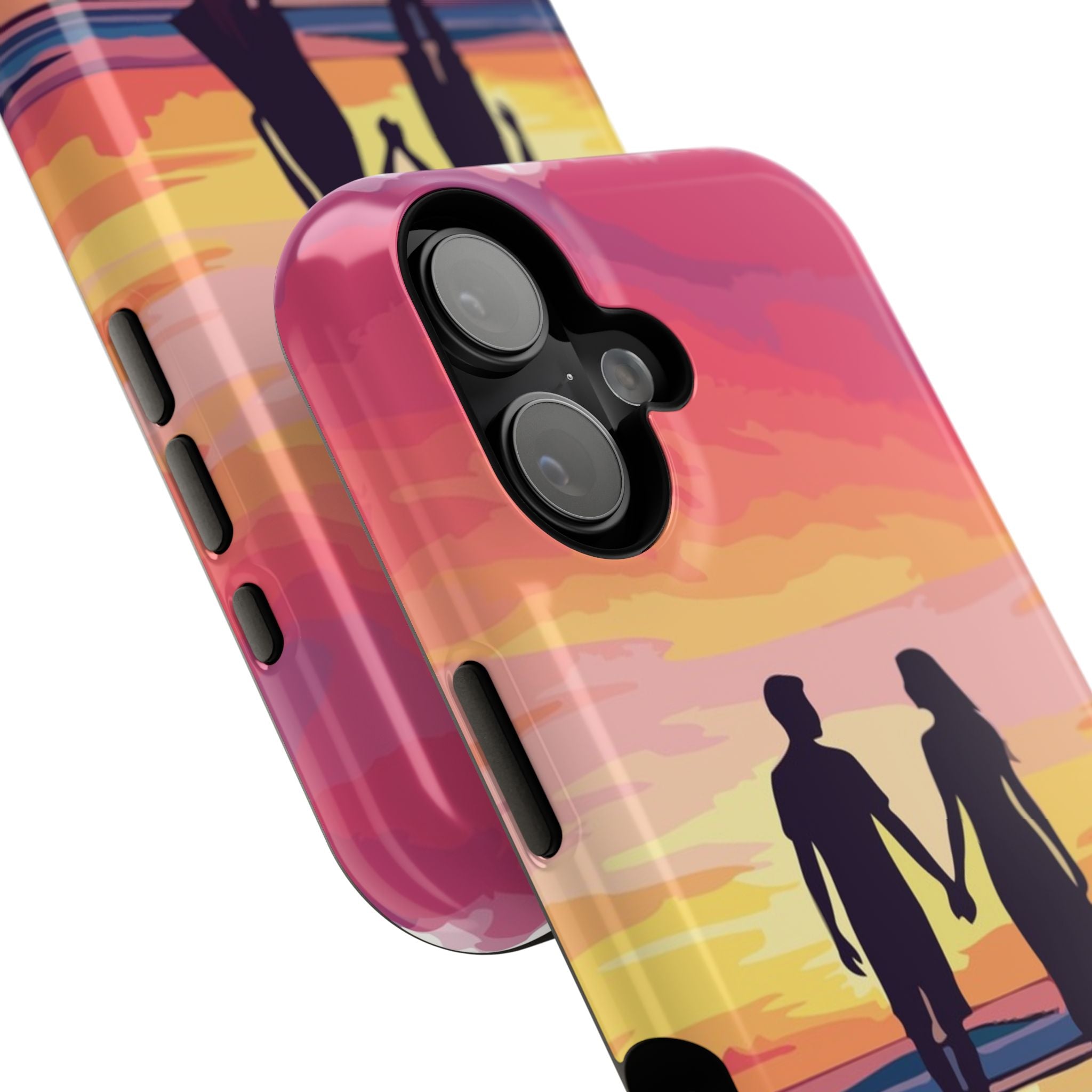 iPhone 17 Romantic Sunset Couple Phone Case — Impact-Resistant Protective Cover