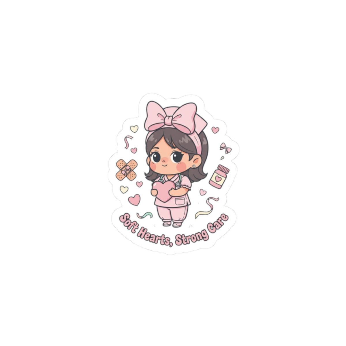 Kawaii Nurse Sticker | Bow-Core Pastel Medical, Cute Nurse Graphic