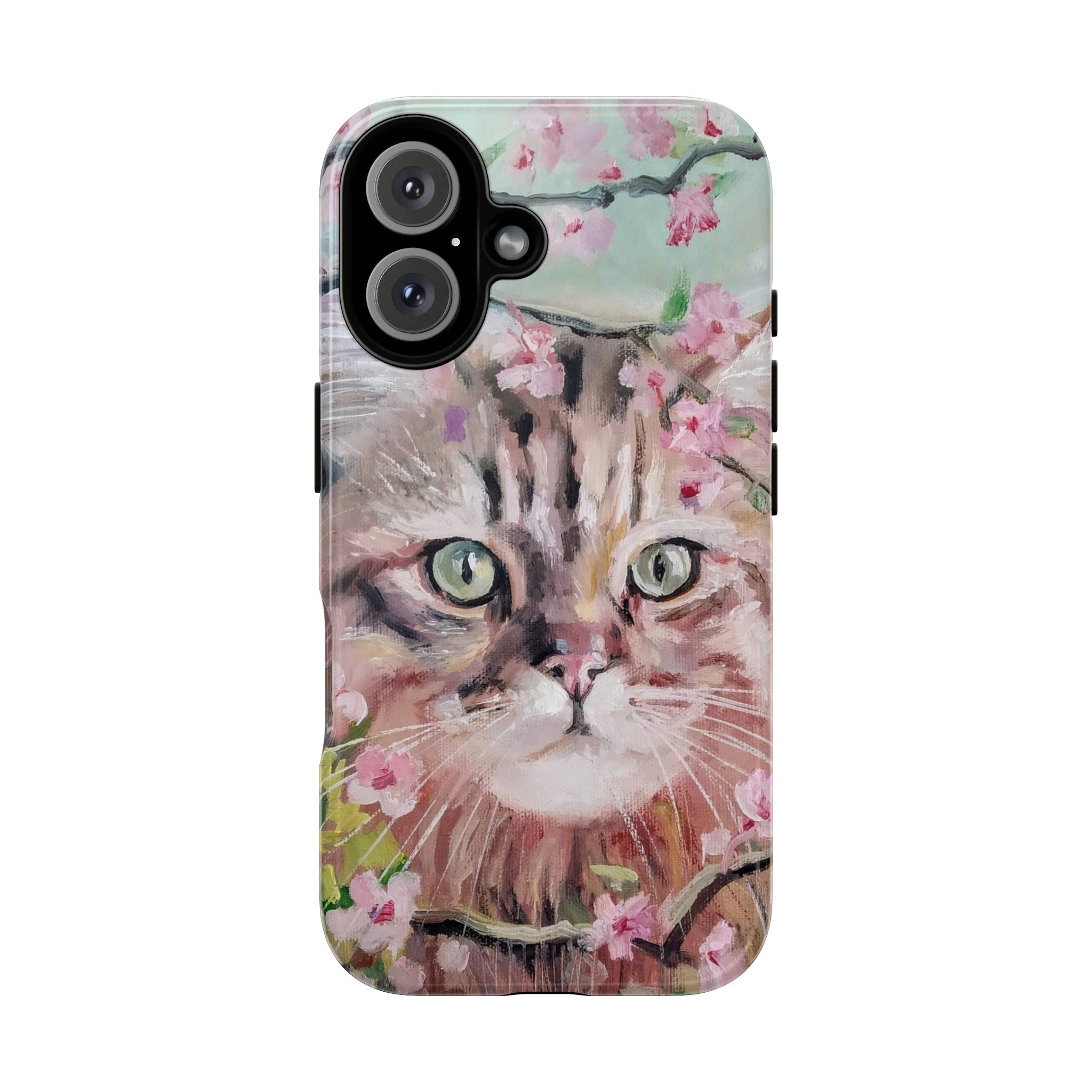 iPhone 16 Floral Cat Tough Phone Case — Protective Botanical Cat Design