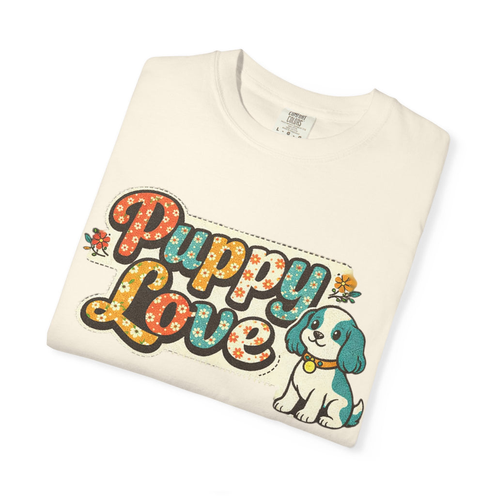 Faux Puppy Love T-Shirt — Retro Faux  Floral Dog Graphic Tee