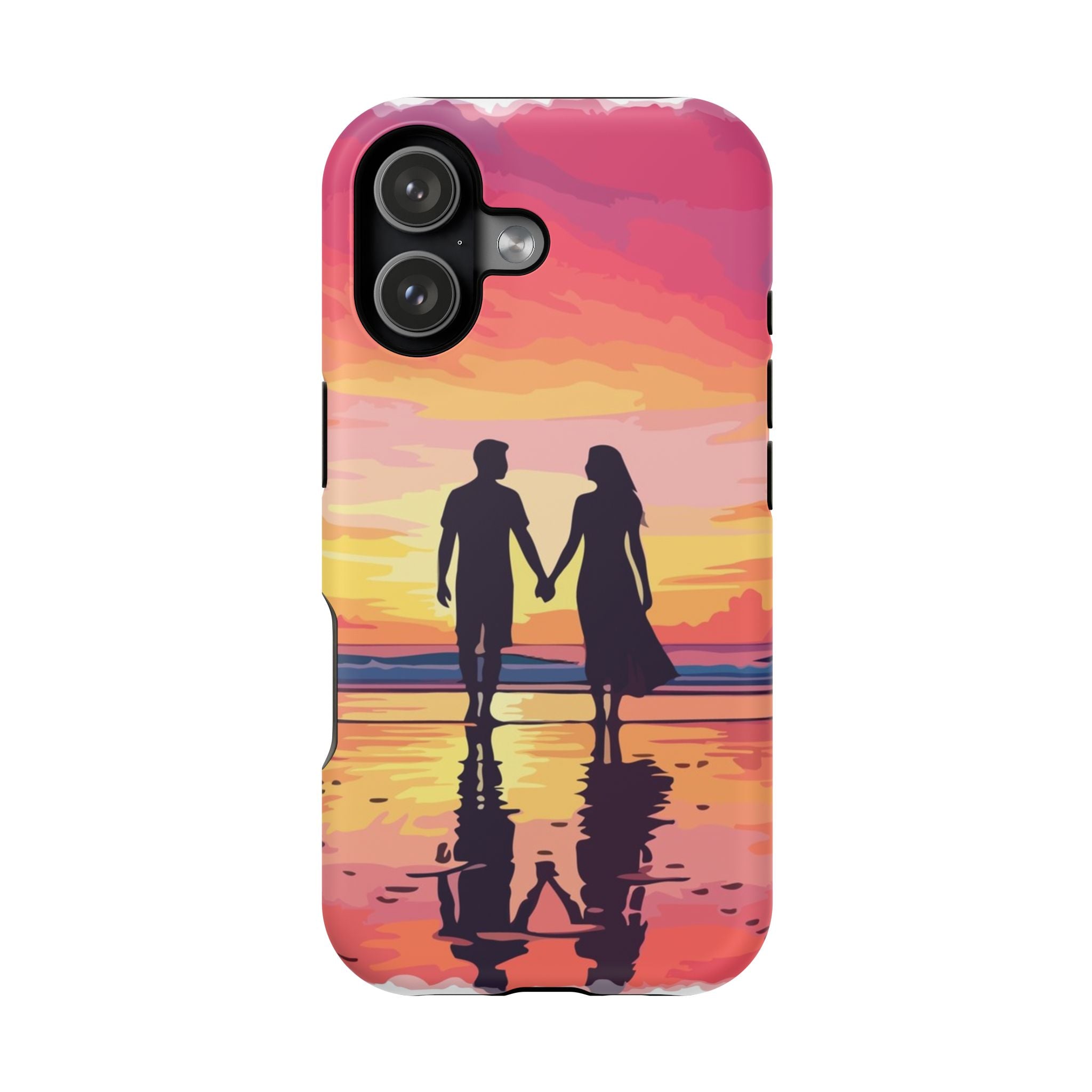 iPhone 17 Romantic Sunset Couple Phone Case — Impact-Resistant Protective Cover