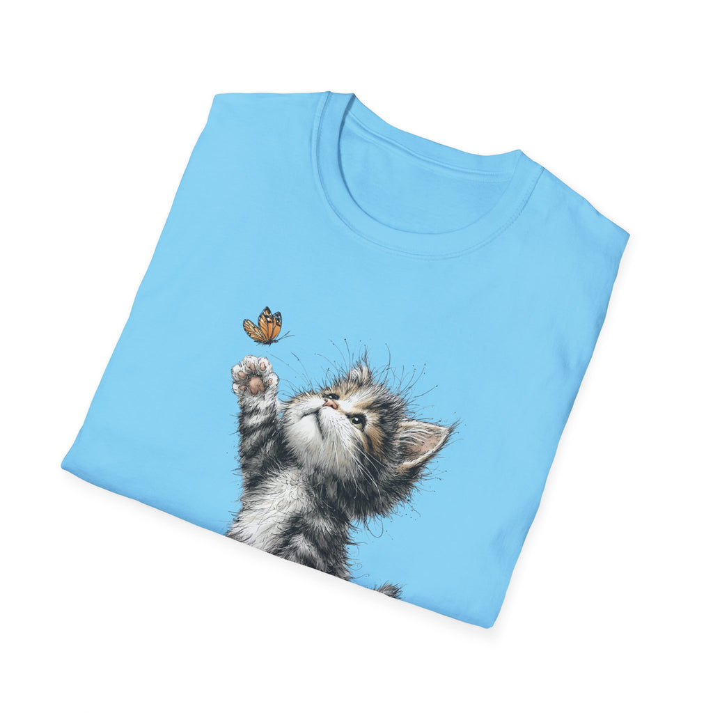 Cute Kitten & Butterfly T-Shirt — Adorable Cat Graphic Tee for Cat Lovers