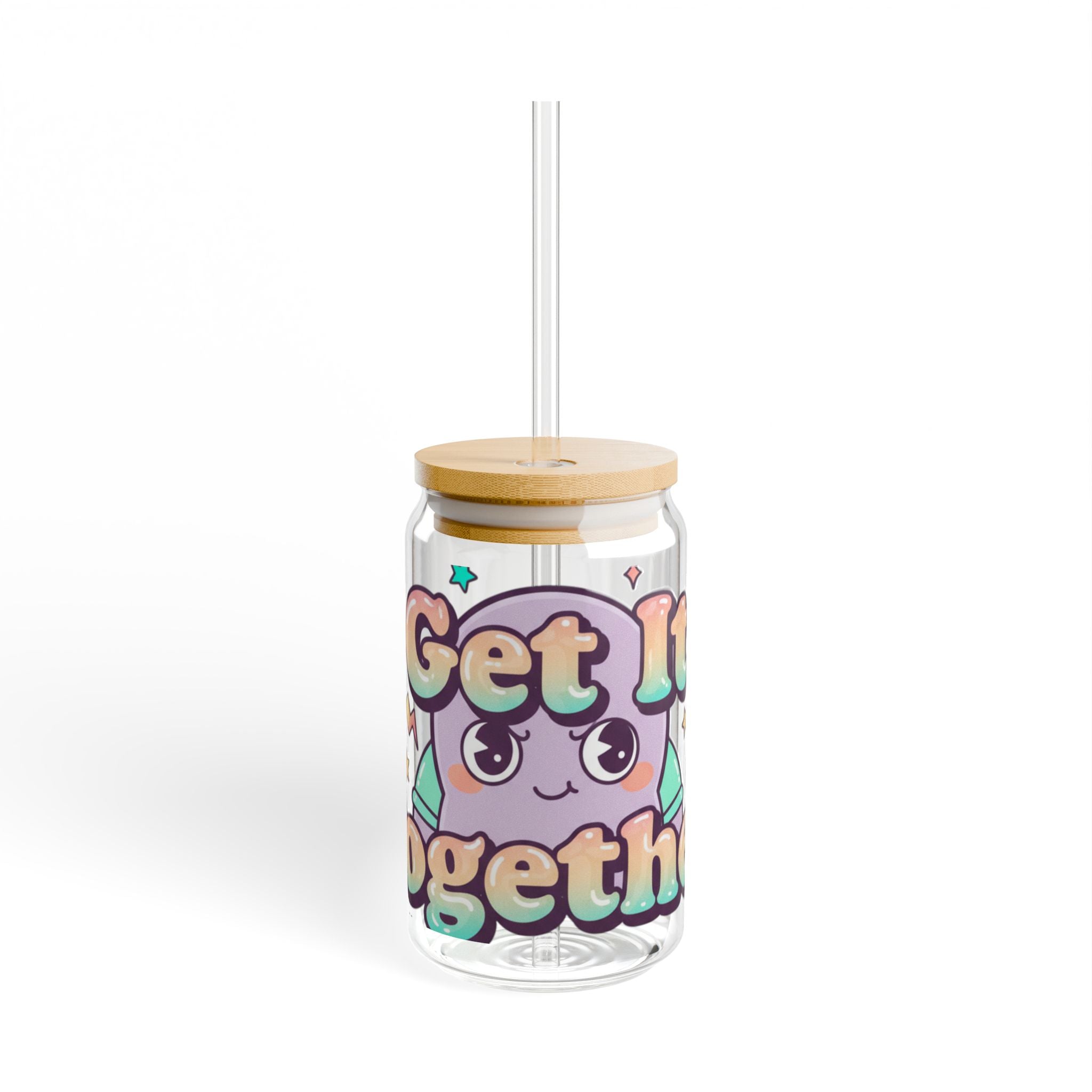 Get It Together Sipper Glass — 16oz Cute Motivational Drink Tumbler with Straw