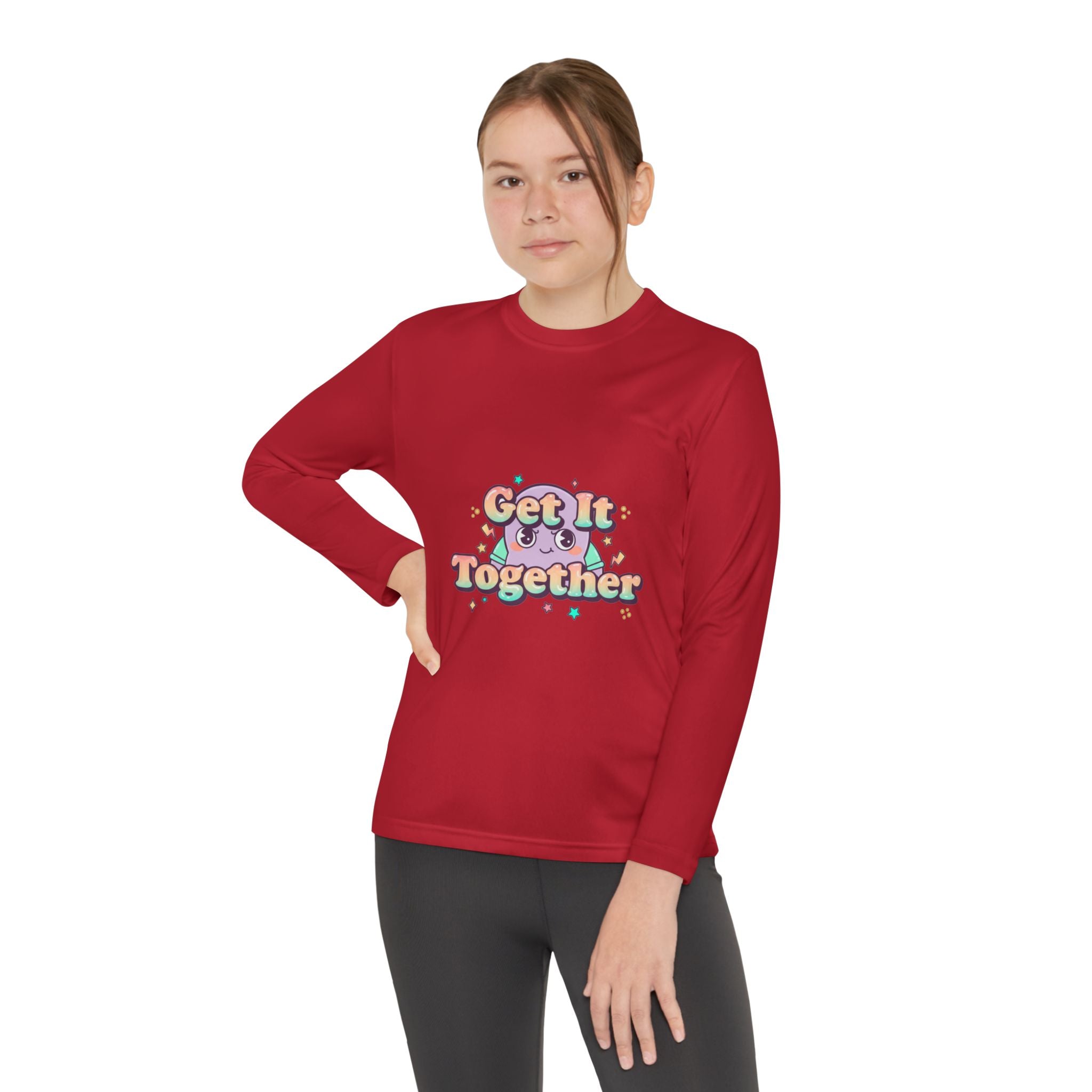 Get It Together Youth Long Sleeve Tee — Colorful Retro Motivation Shirt