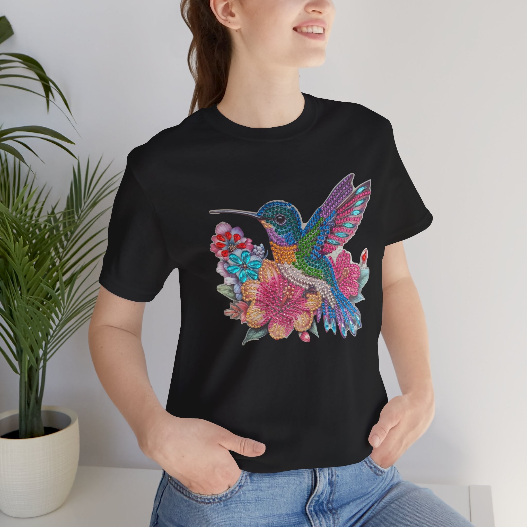Hummingbird Floral Tee — Colorful -Style Bird Graphic T-Shirt
