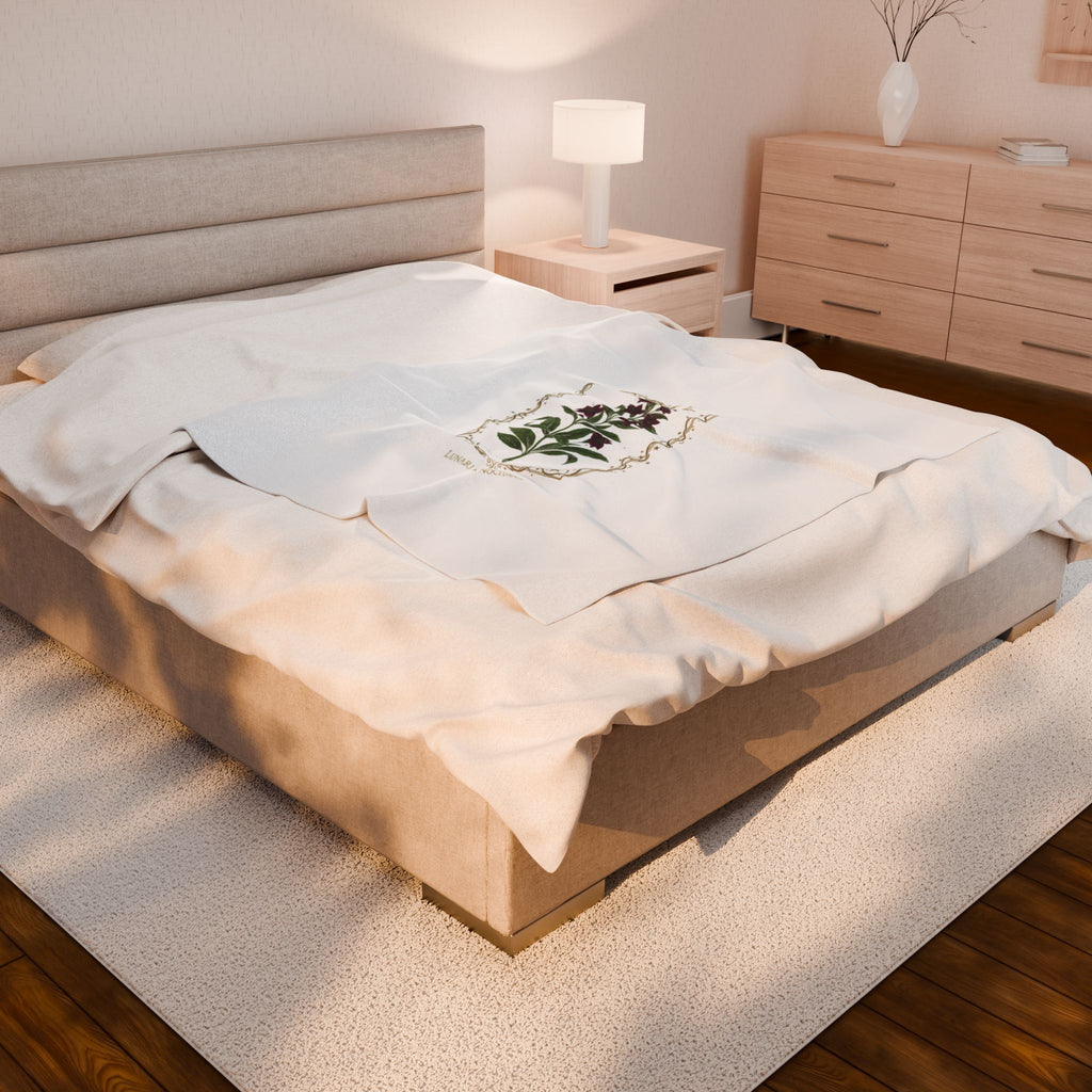 Nightshade Botanical Velvet Blanket | dark botanical, gothic floral