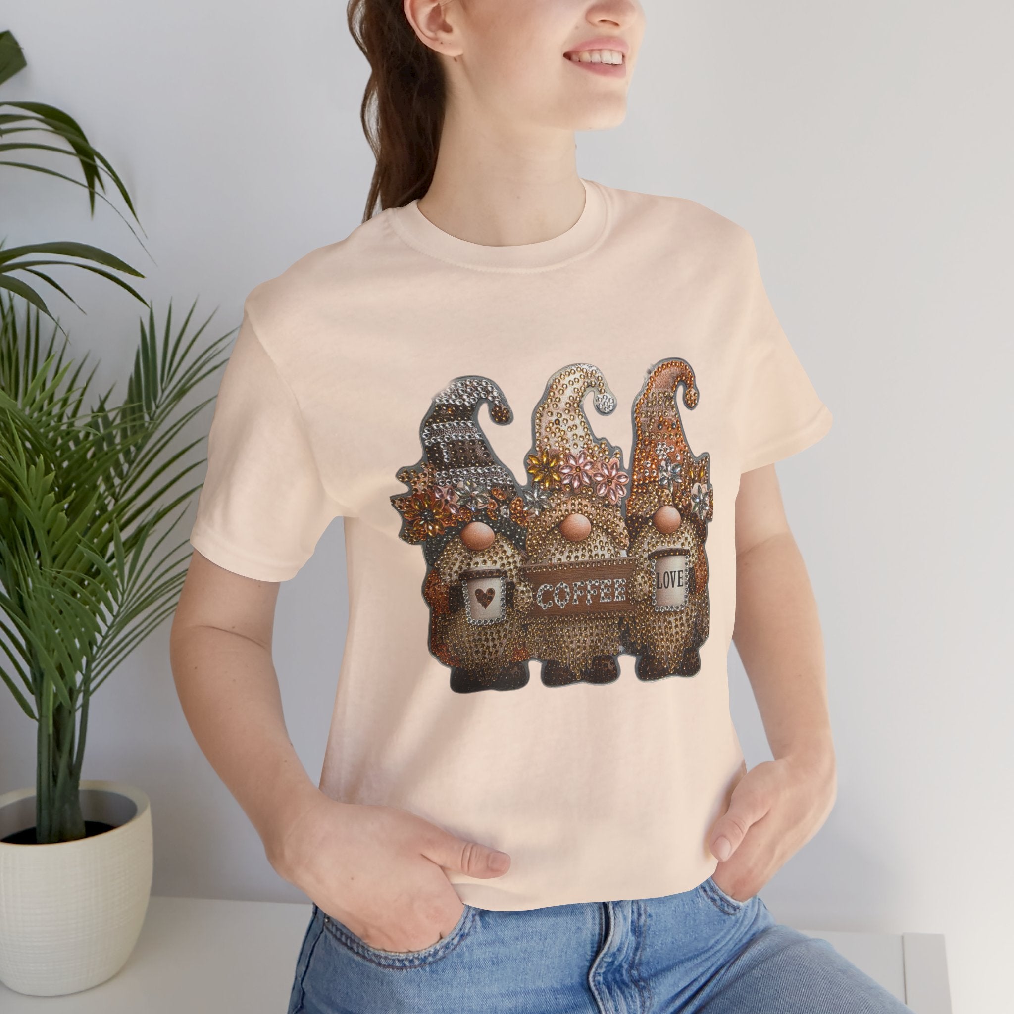 Coffee Gnome T-Shirt — Cozy Rustic Gnomes with 'Coffee' Sign