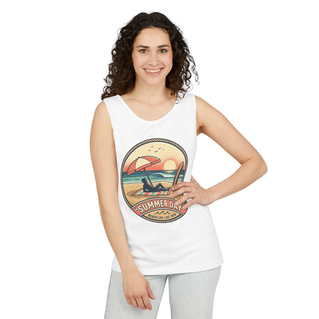Summer Day Beach Tank Top — Retro Surf Paradise Design