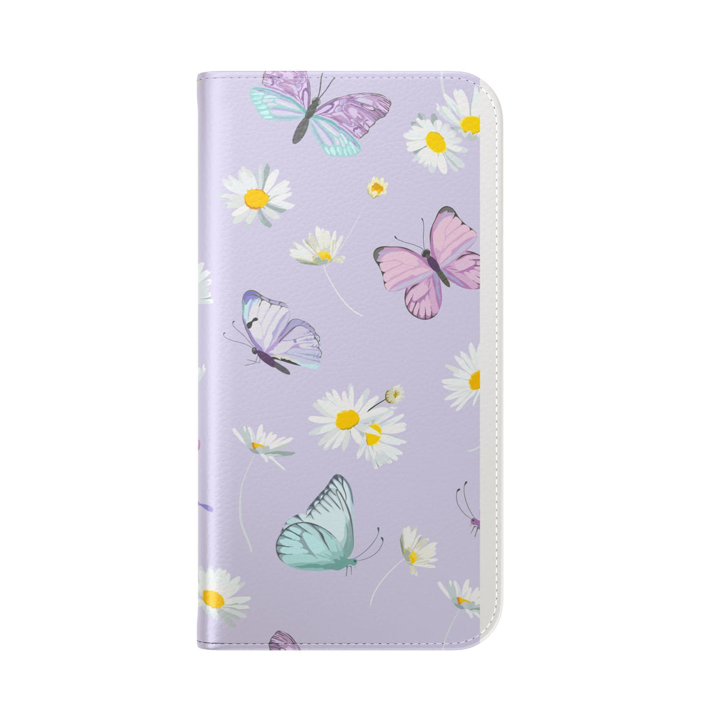 iPhone 17 Butterfly Daisy Flip Phone Case — Floral Wallet Cover for Women