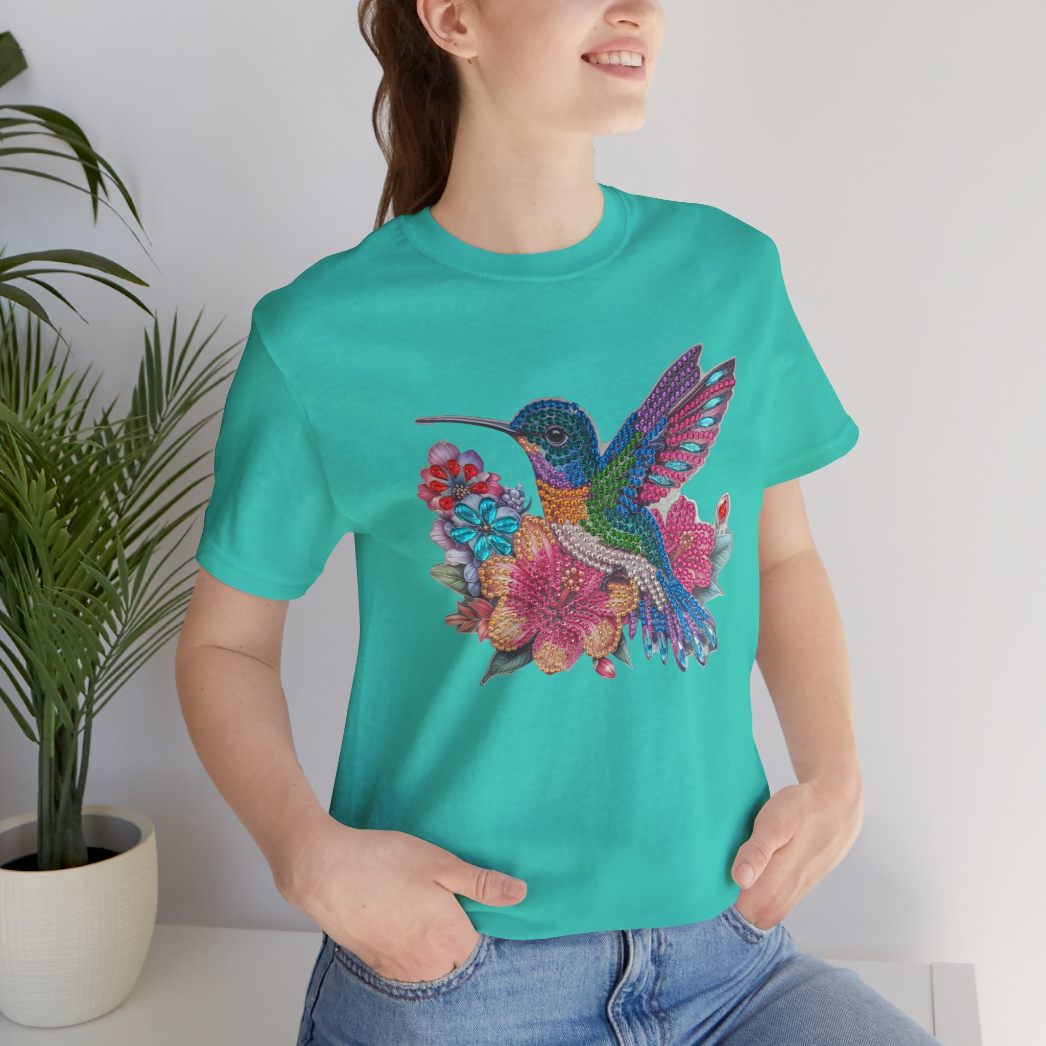 Hummingbird Floral Tee — Colorful -Style Bird Graphic T-Shirt