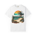 Beach Sunset T-Shirt — Vintage Tropical Palm Surf Graphic