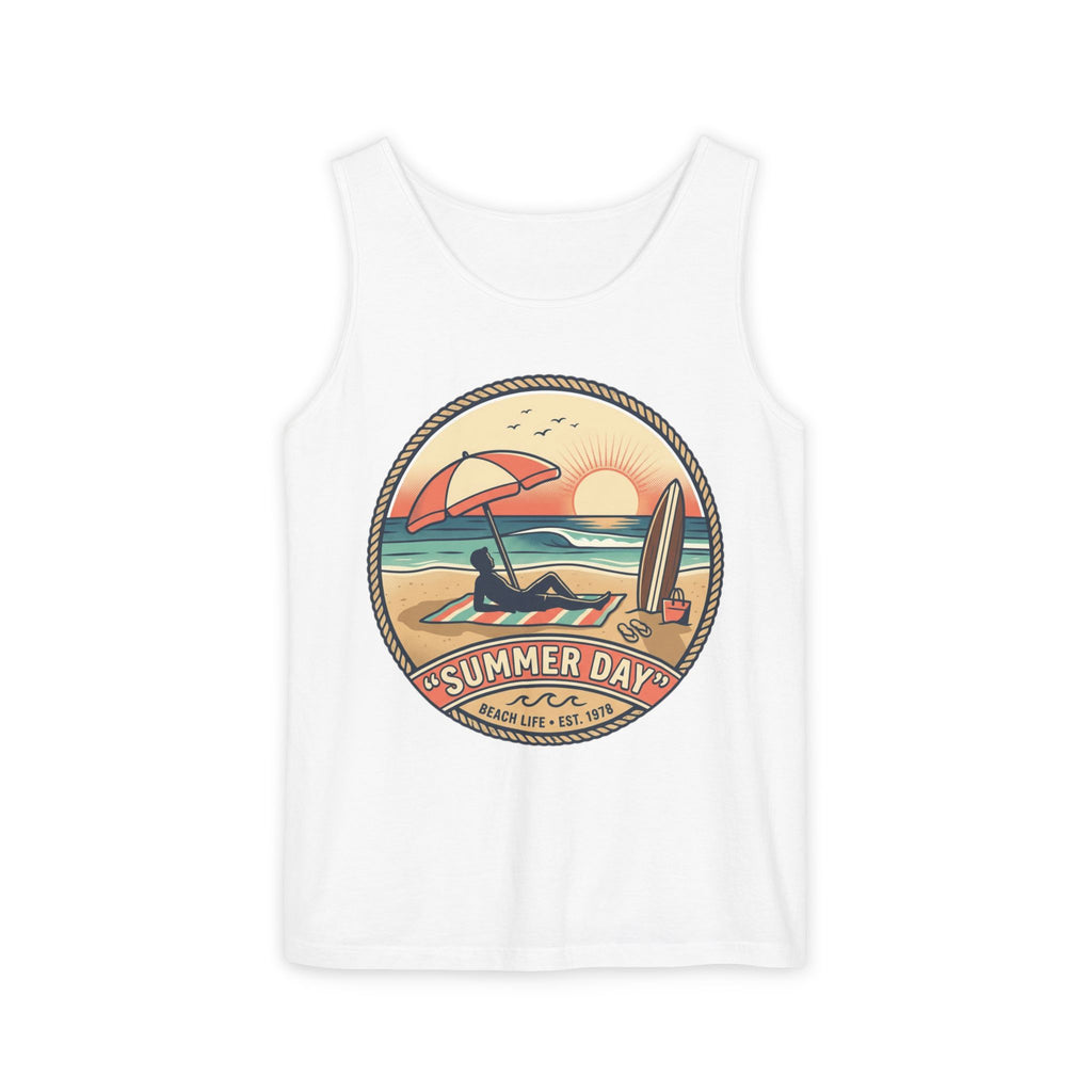 Summer Day Beach Tank Top — Retro Surf Paradise Design