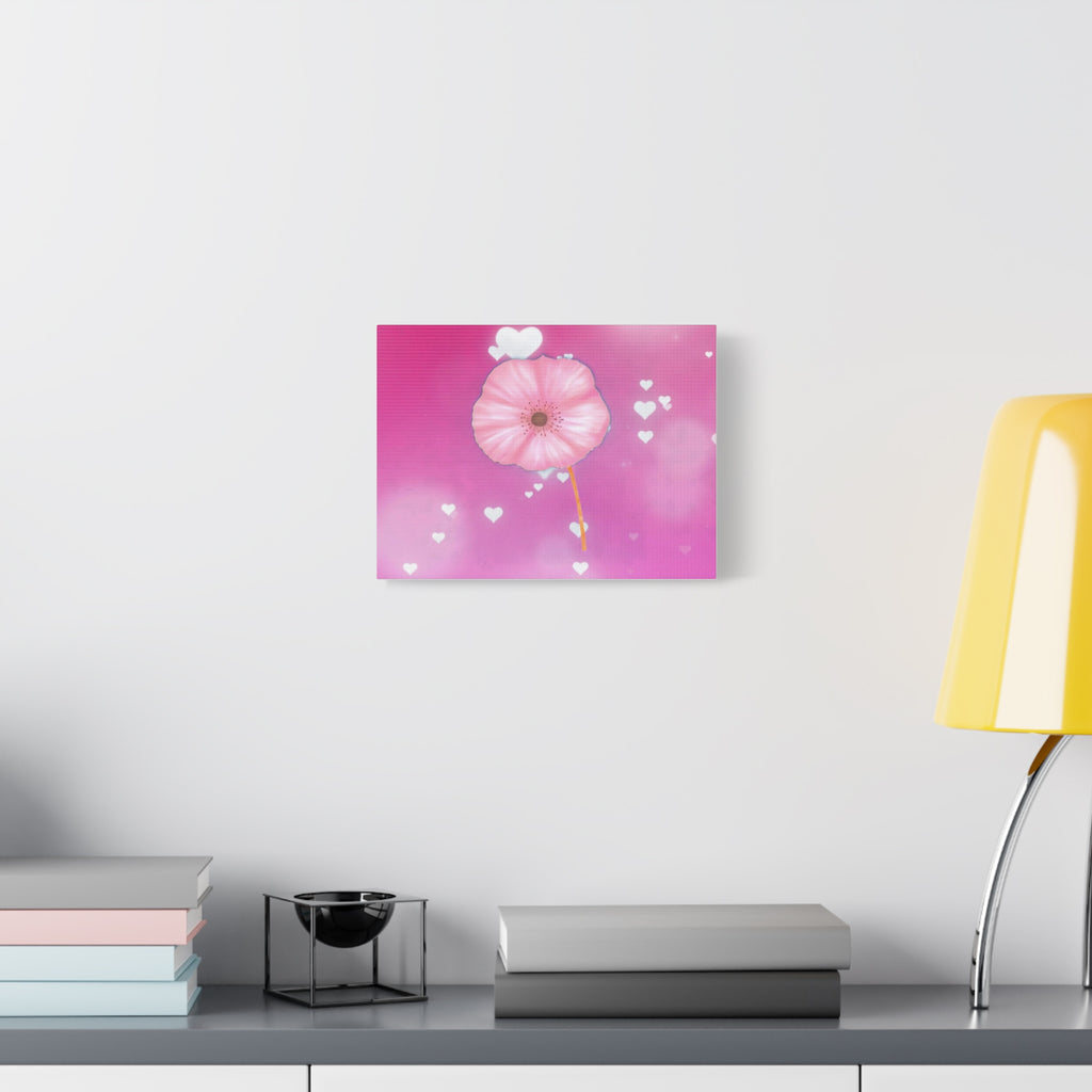 Pink Heart Blossom Canvas Wall Art — Romantic Floral Matte Stretched Print