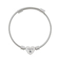 Engraved Heart Cuff Bracelet - MOM Silver Wire Bangle