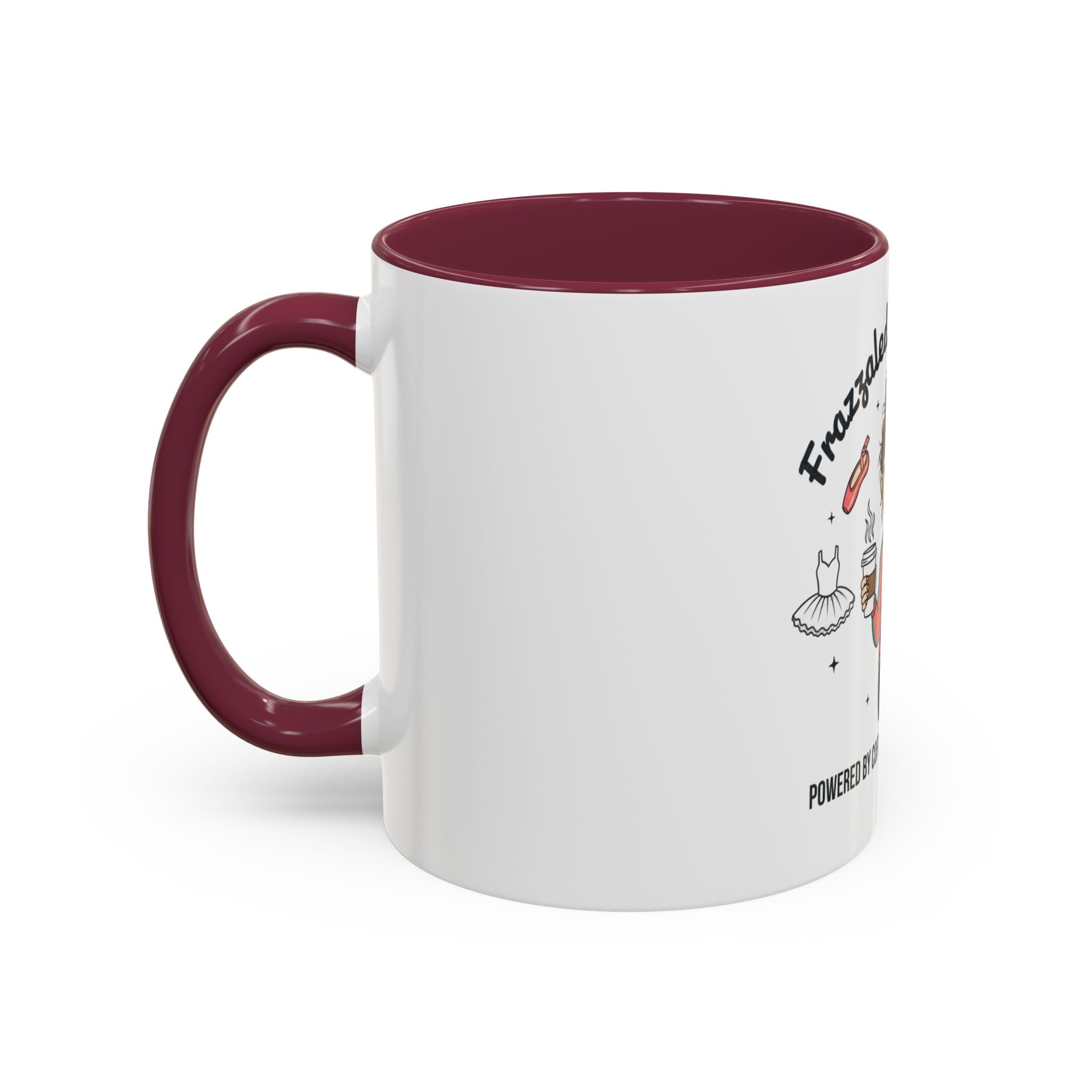 Frazzled Dance Mom Mug — "Powered by Coffee and Recital Tears" (11oz/15oz)