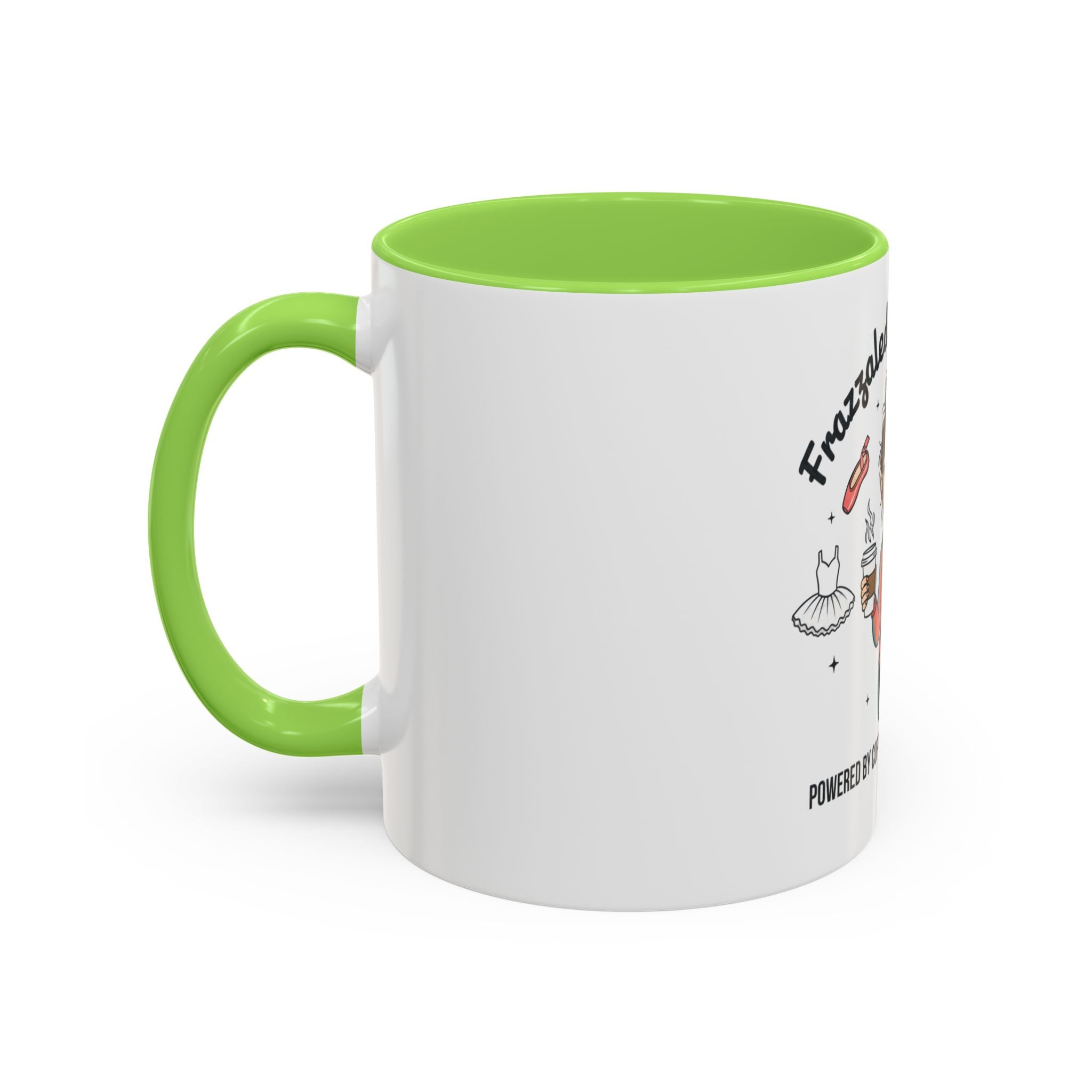 Frazzled Dance Mom Mug — "Powered by Coffee and Recital Tears" (11oz/15oz)