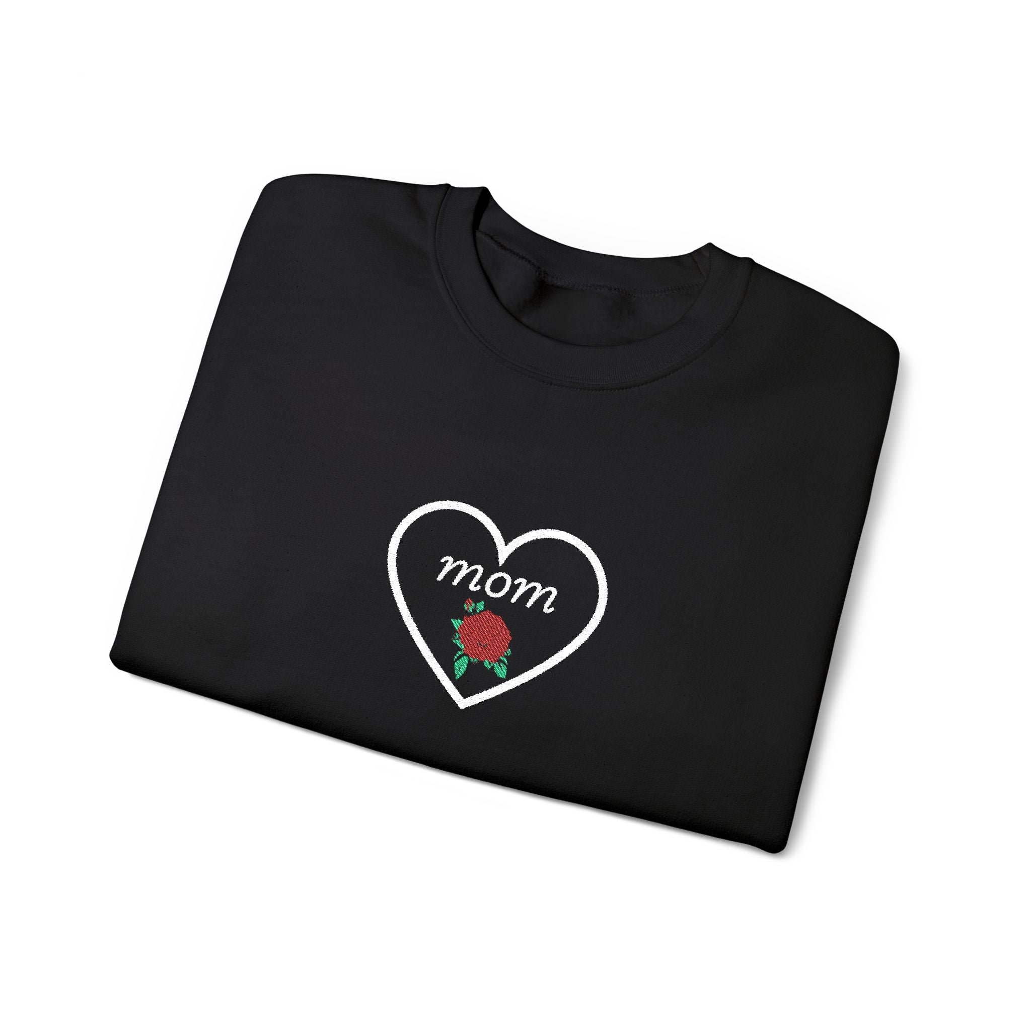 Mom Heart Rose Crewneck Sweatshirt — Mother's Day Gift