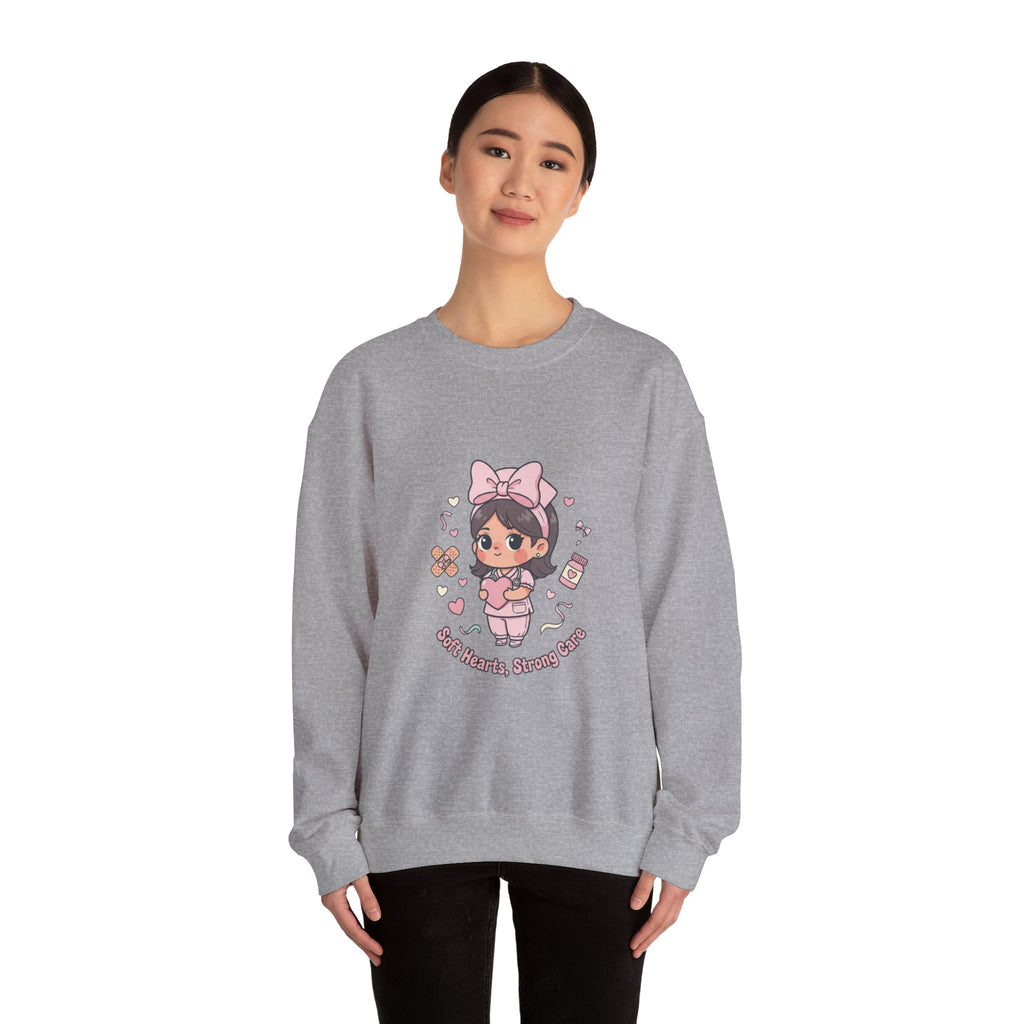 Cute Nurse Graphic Sweatshirt | pastel coquette medical, kawaii nurse merch